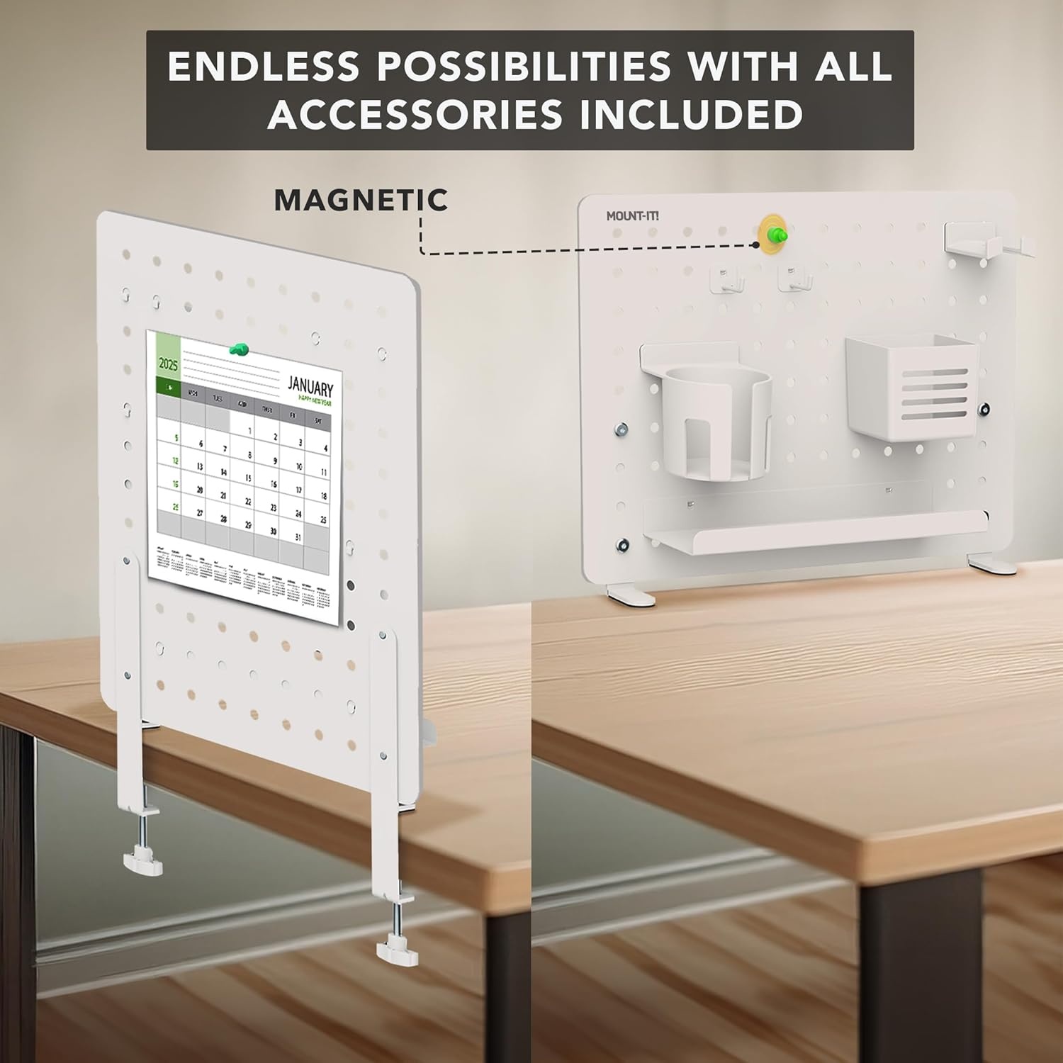 image:imageMountIt ClampOn Pegboard Organizer Adaptable Desk Storage for Home Office Gaming amp Crafting Easily Organize Essentials with Shelf Cup Holder amp Hooks WhiteWhite