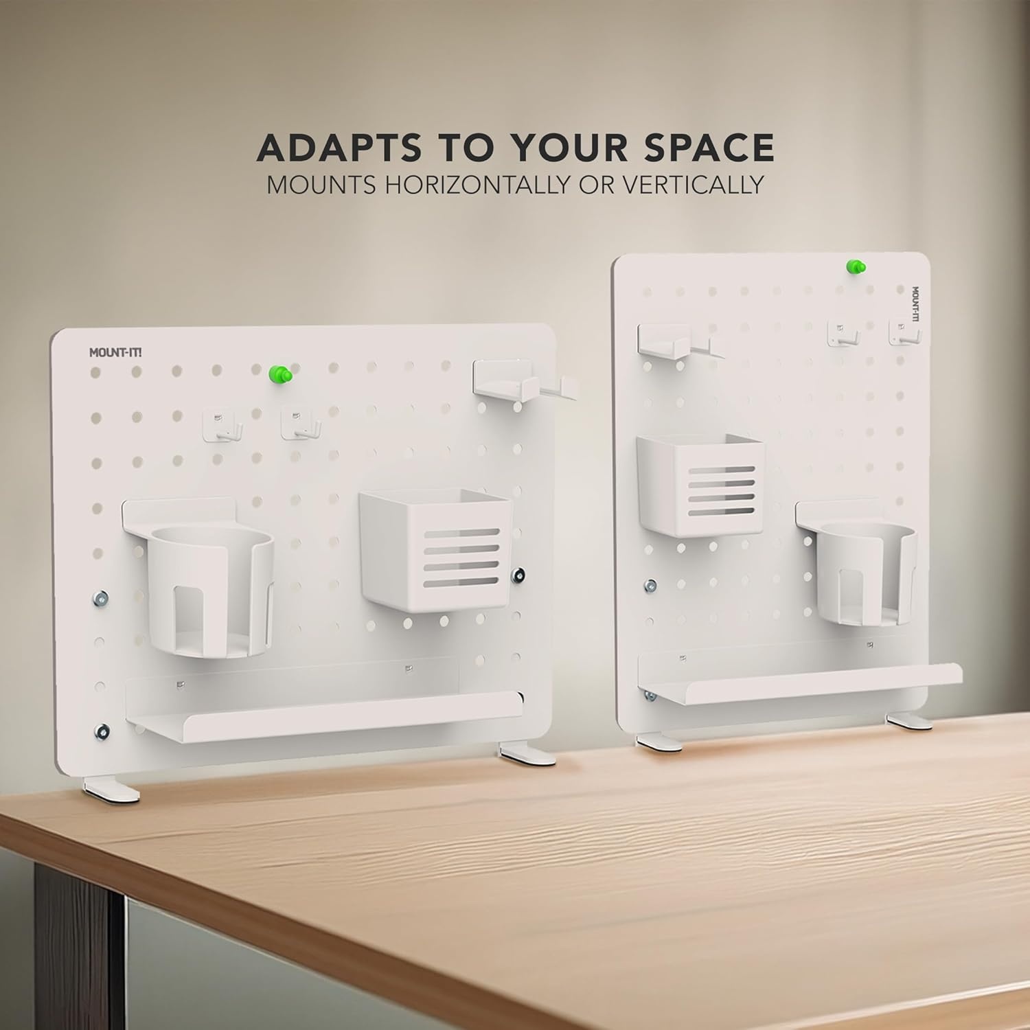 image:imageMountIt ClampOn Pegboard Organizer Adaptable Desk Storage for Home Office Gaming amp Crafting Easily Organize Essentials with Shelf Cup Holder amp Hooks WhiteWhite