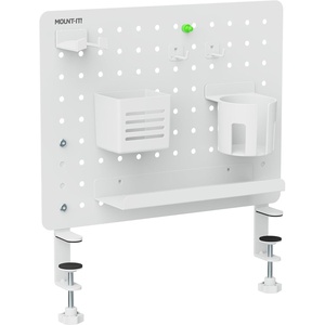 image:imageMountIt ClampOn Pegboard Organizer  Adaptable Desk Storage for Home Office Gaming amp Crafting  Easily Organize Essentials with Shelf Cup Holder amp Hooks WhiteWhite