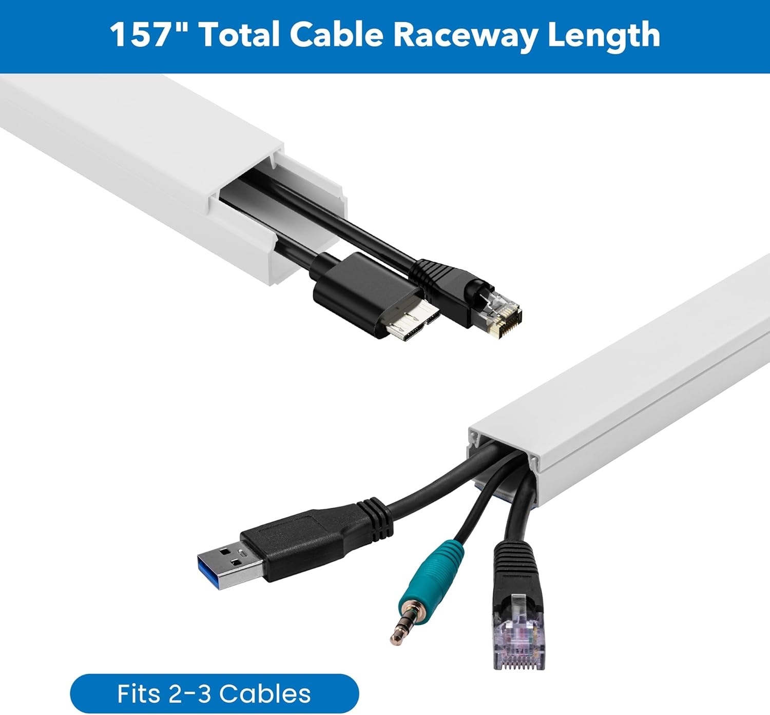 image:imageMountIt 157in Cord Hider Kit Paintable Cable Raceway for TV Cables Wires and Power Cords Wire Cover amp Cable Concealer FireRetardant Design Incl Corners amp Connectors Fits 23 Cables White