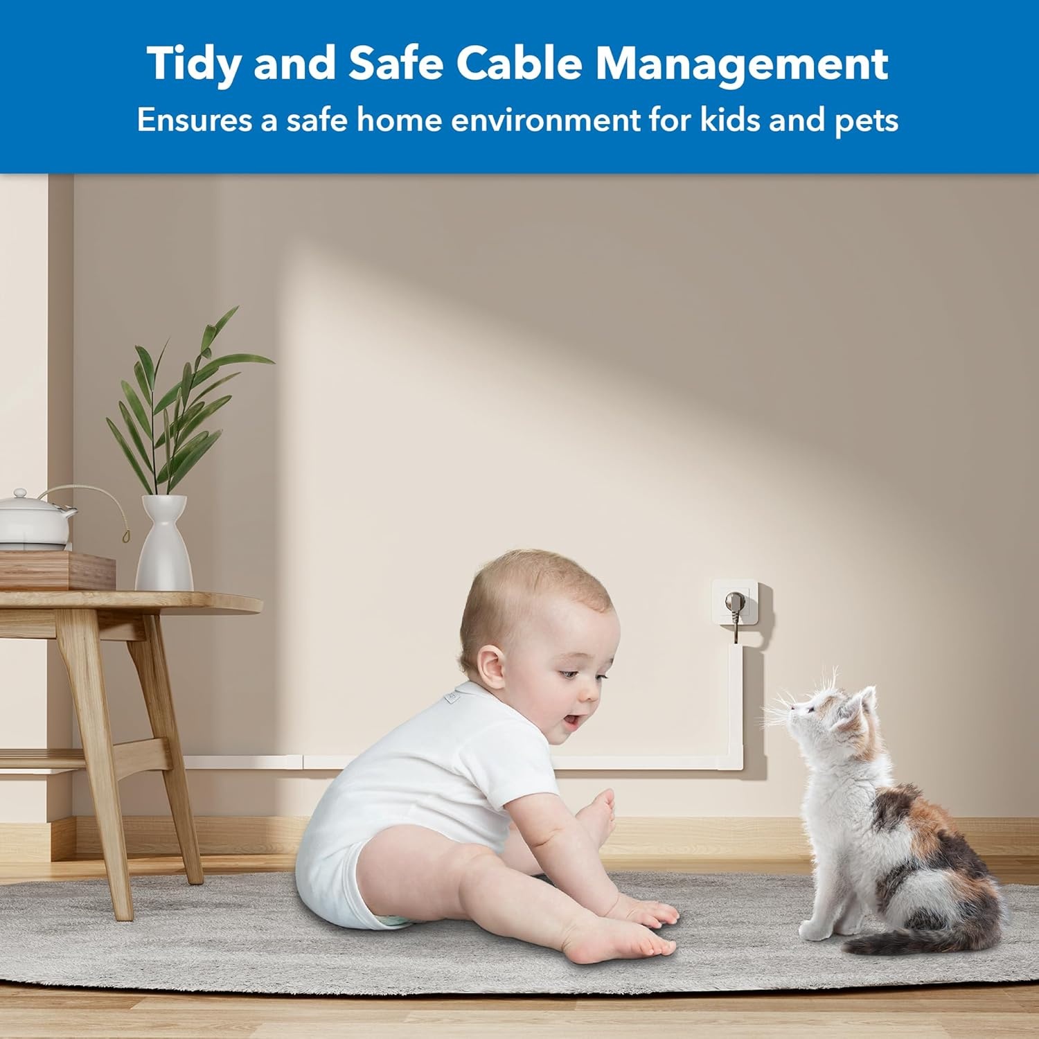 image:imageMountIt 157in Cord Hider Kit Paintable Cable Raceway for TV Cables Wires and Power Cords Wire Cover amp Cable Concealer FireRetardant Design Incl Corners amp Connectors Fits 23 Cables White