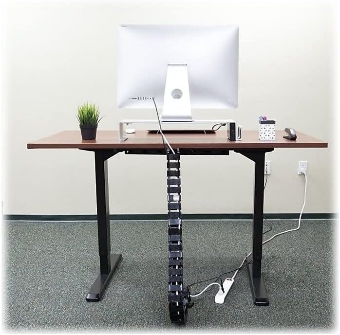 image:imageMountIt Cable Management Spine Desk Cord Organizer Vertebrae Keeps Power and AV Cords Safe and Organized 50 Inch Long Modular Wire Management Tray Black