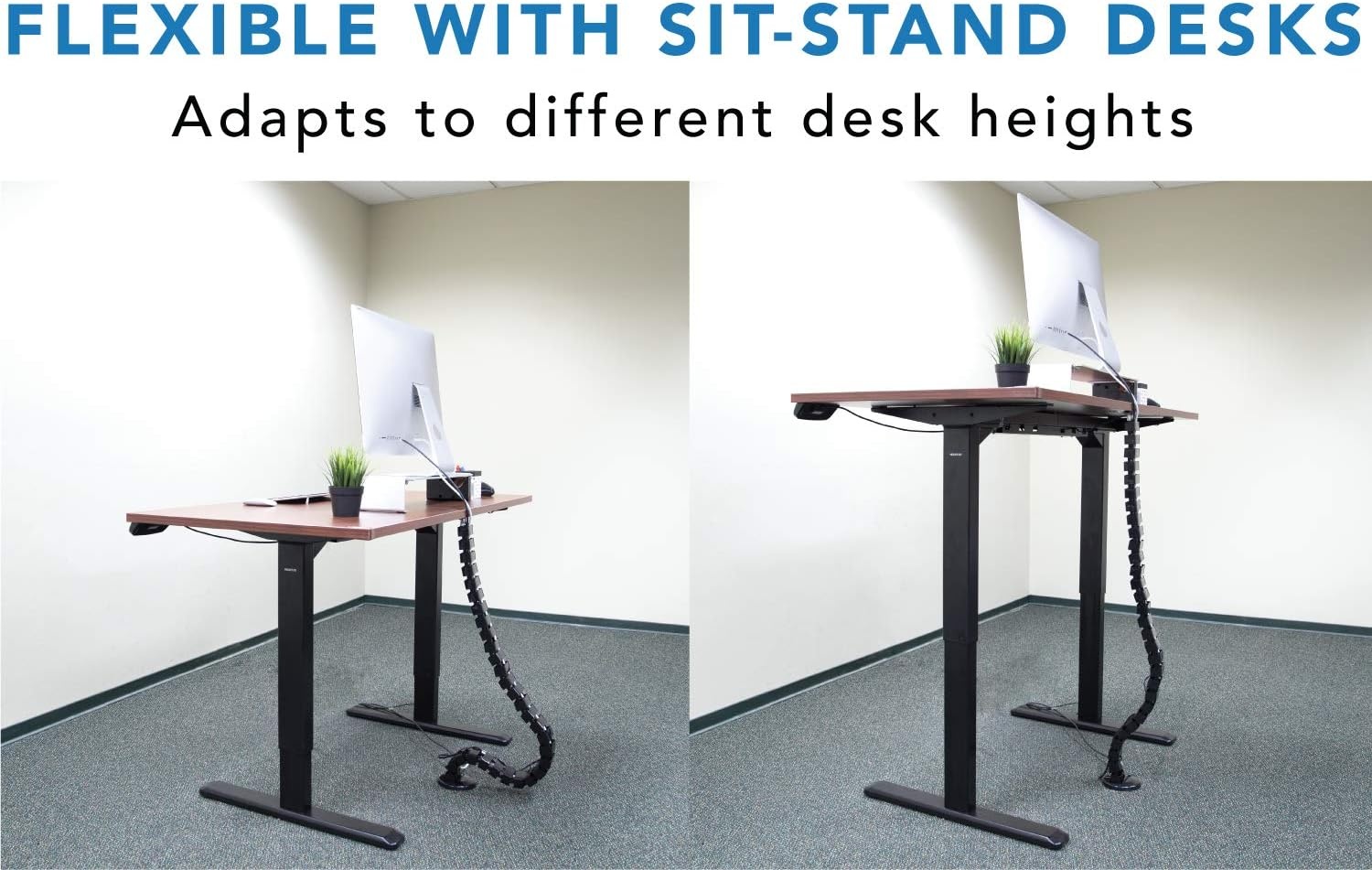 image:imageMountIt Cable Management Spine Desk Cord Organizer Vertebrae Keeps Power and AV Cords Safe and Organized 50 Inch Long Modular Wire Management Tray Black