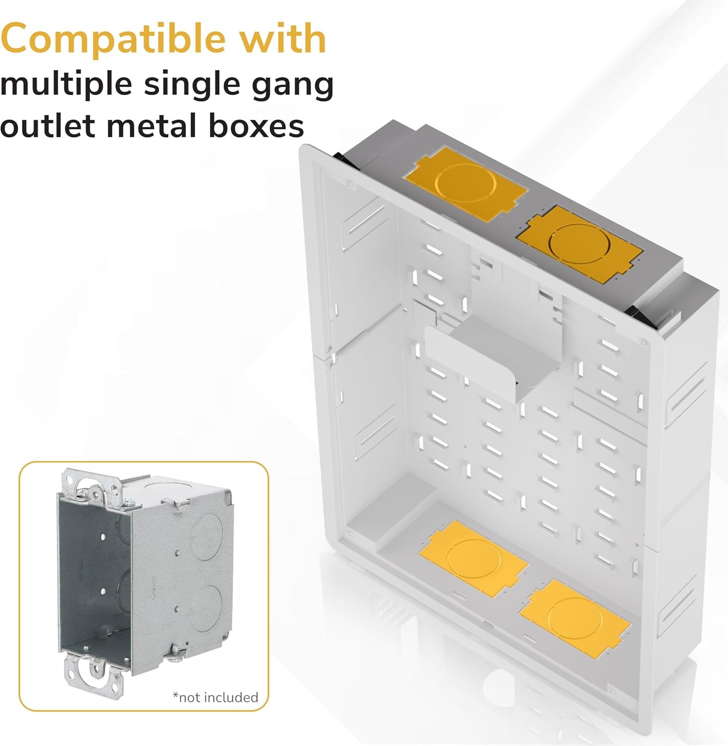 image:imageMountIt PRO 9 Recessed TV Box inWall Media Box with 2 Outlet Knockouts Ventilated Enclosure for Samsung One Connect Apple TV Roku Fire TV Stick Router WiFi Transparent Cable Management Kit17