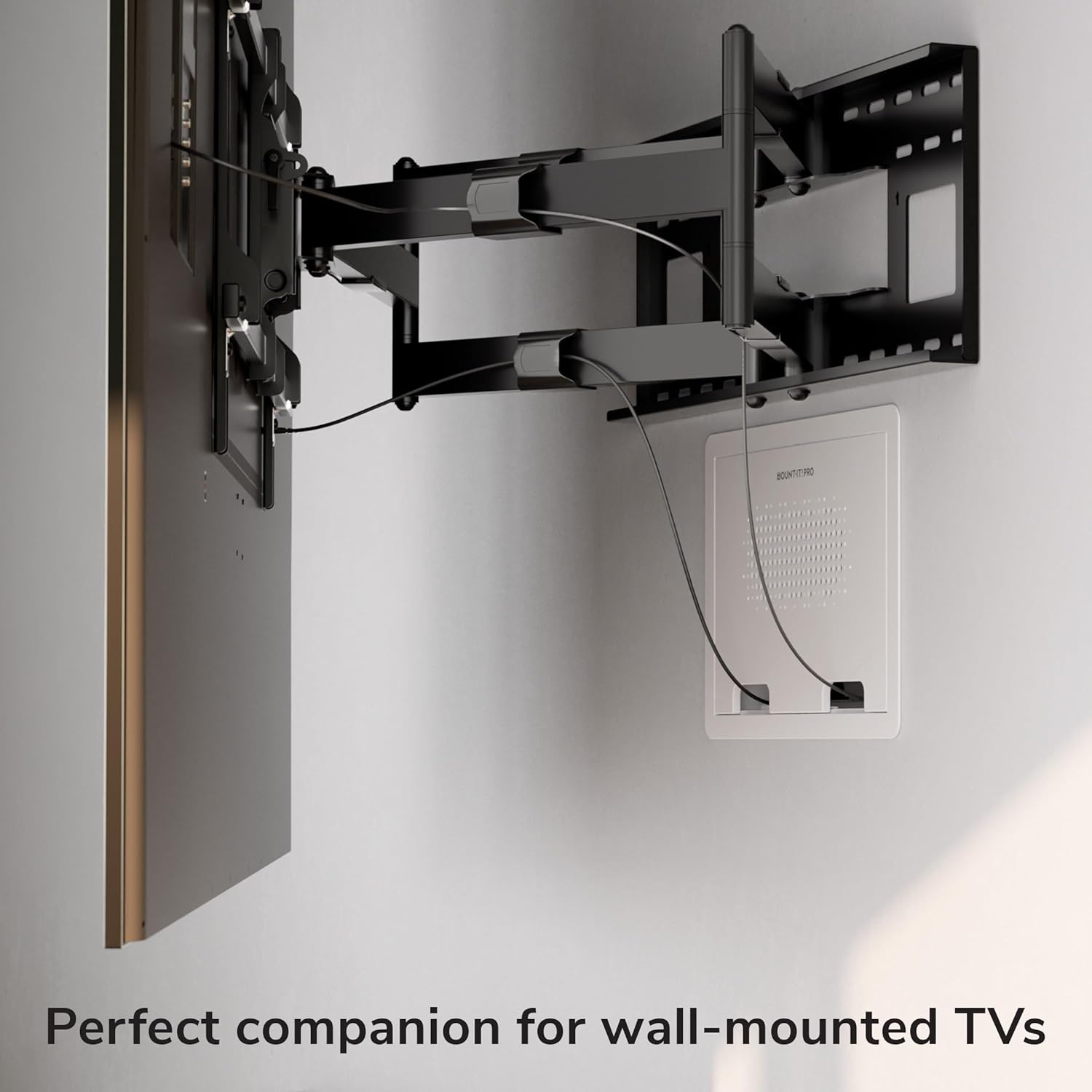 image:imageMountIt PRO 9 Recessed TV Box inWall Media Box with 2 Outlet Knockouts Ventilated Enclosure for Samsung One Connect Apple TV Roku Fire TV Stick Router WiFi Transparent Cable Management Kit9