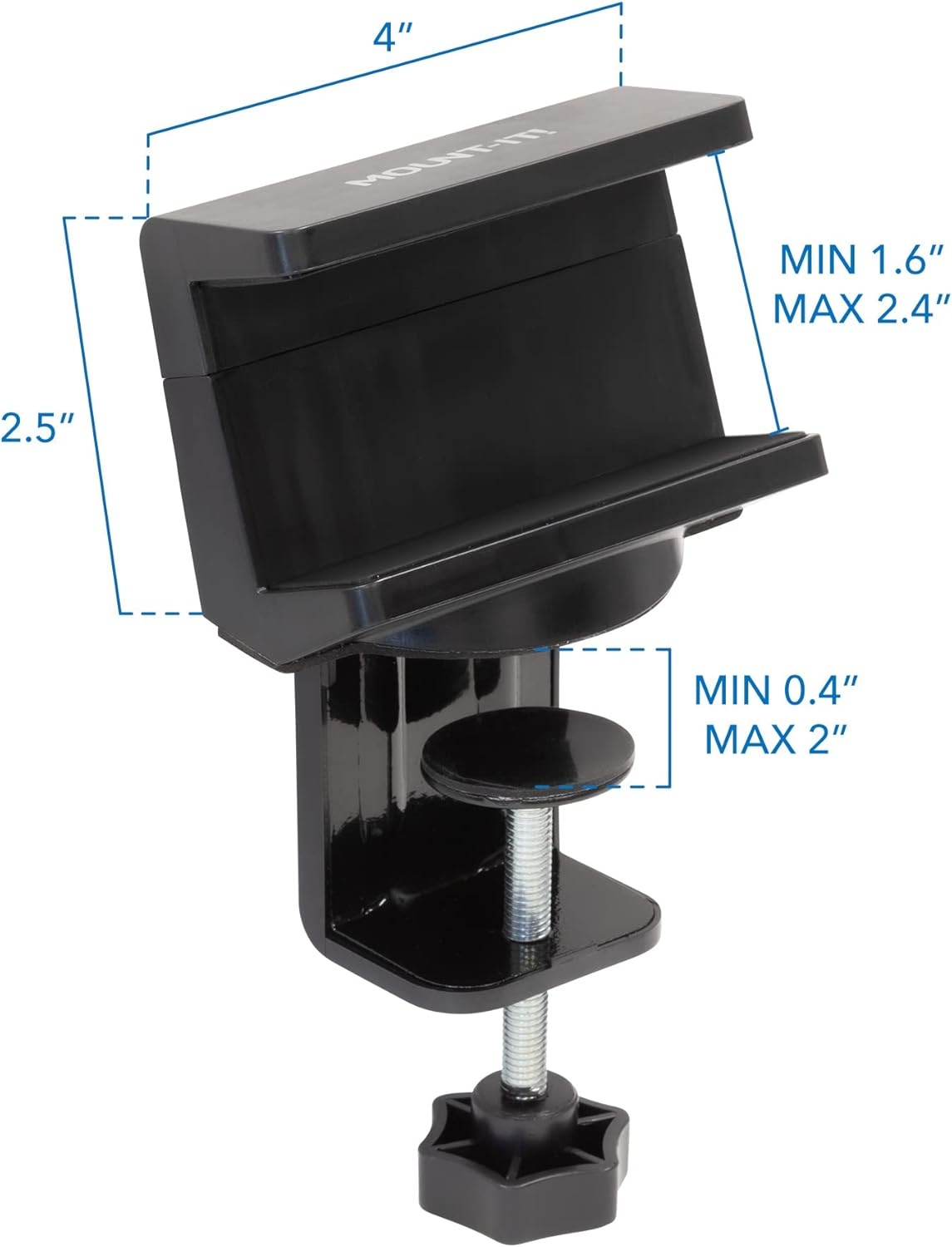 image:imageMountIt Power Strip Holder Clamp Desk Mount with Included Surge Protector Black Desktop Power Outlet with 3 USB Ports and 3 AC Power Outlets Adjustable Power Strip Clamp MountBlack