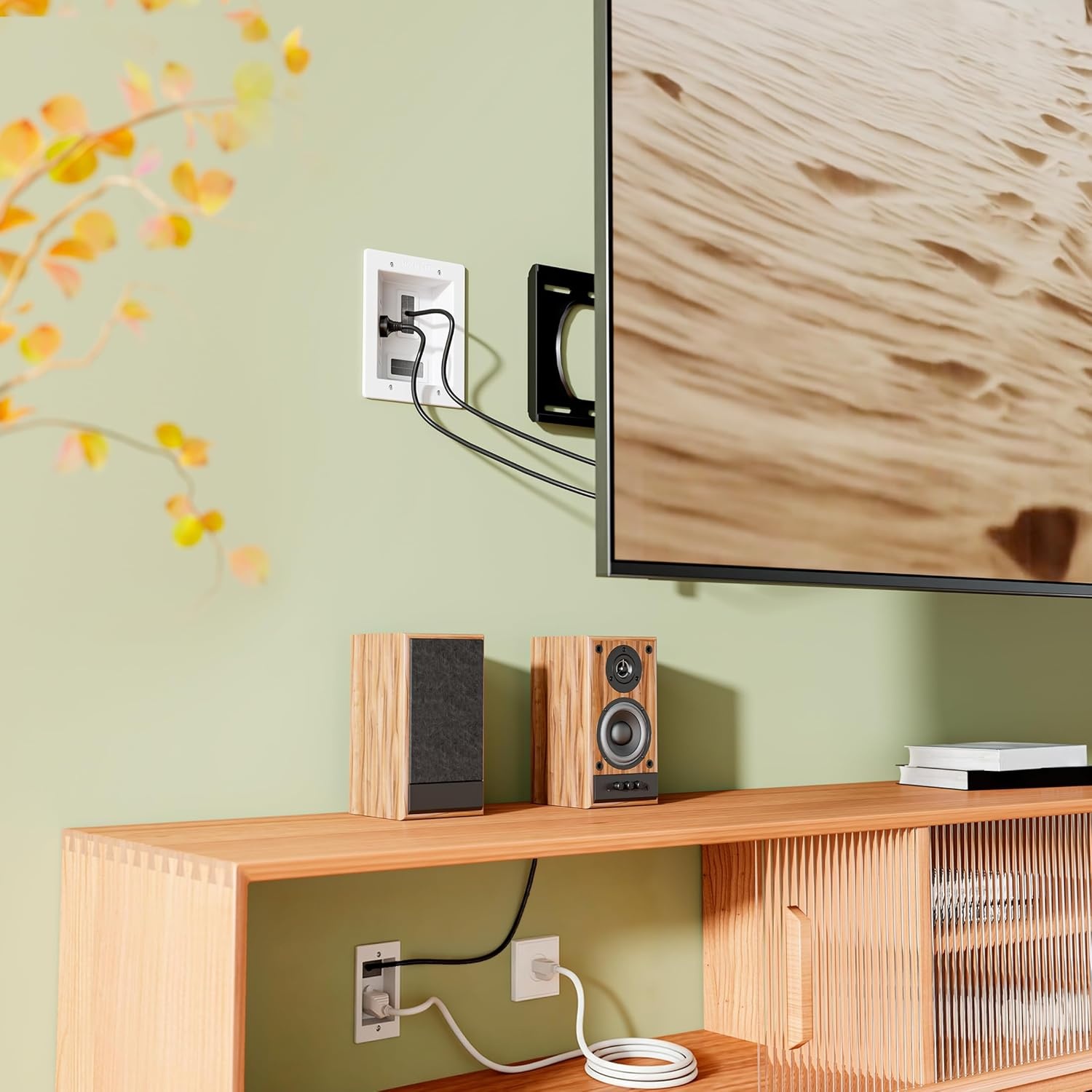 image:imageMountIt inWall TV Cable Concealer Kit with Recessed Power Triple Outlet 9ft Cord and Hand Saw Easy Safe Cable Management for Organized TV and Home Theater SetupsDual Outlet USB 5ft External 9ft InWall