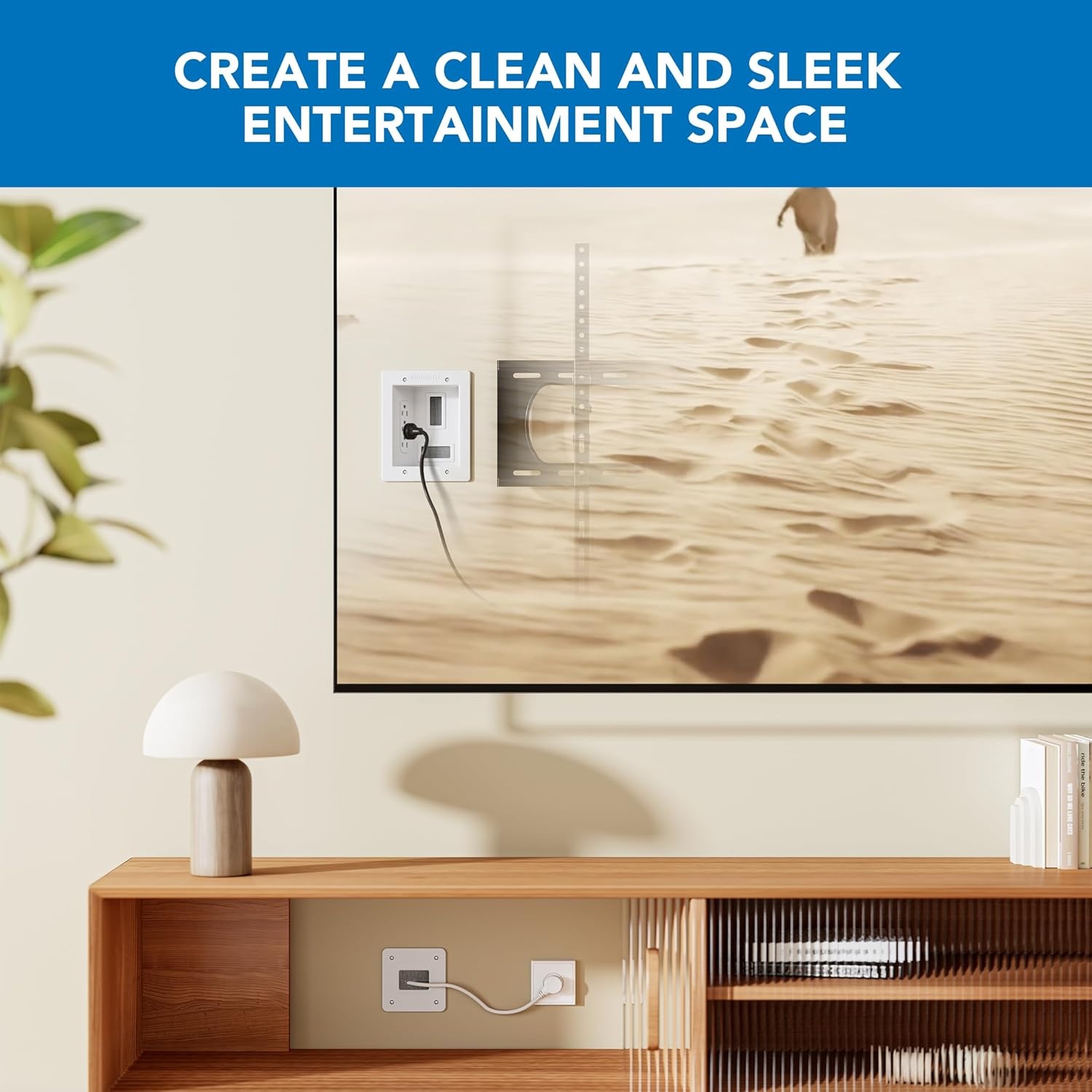 image:imageMountIt inWall TV Cable Concealer Kit with Recessed Power Triple Outlet 9ft Cord and Hand Saw Easy Safe Cable Management for Organized TV and Home Theater SetupsTriple Outlet 9ft Extension Cord