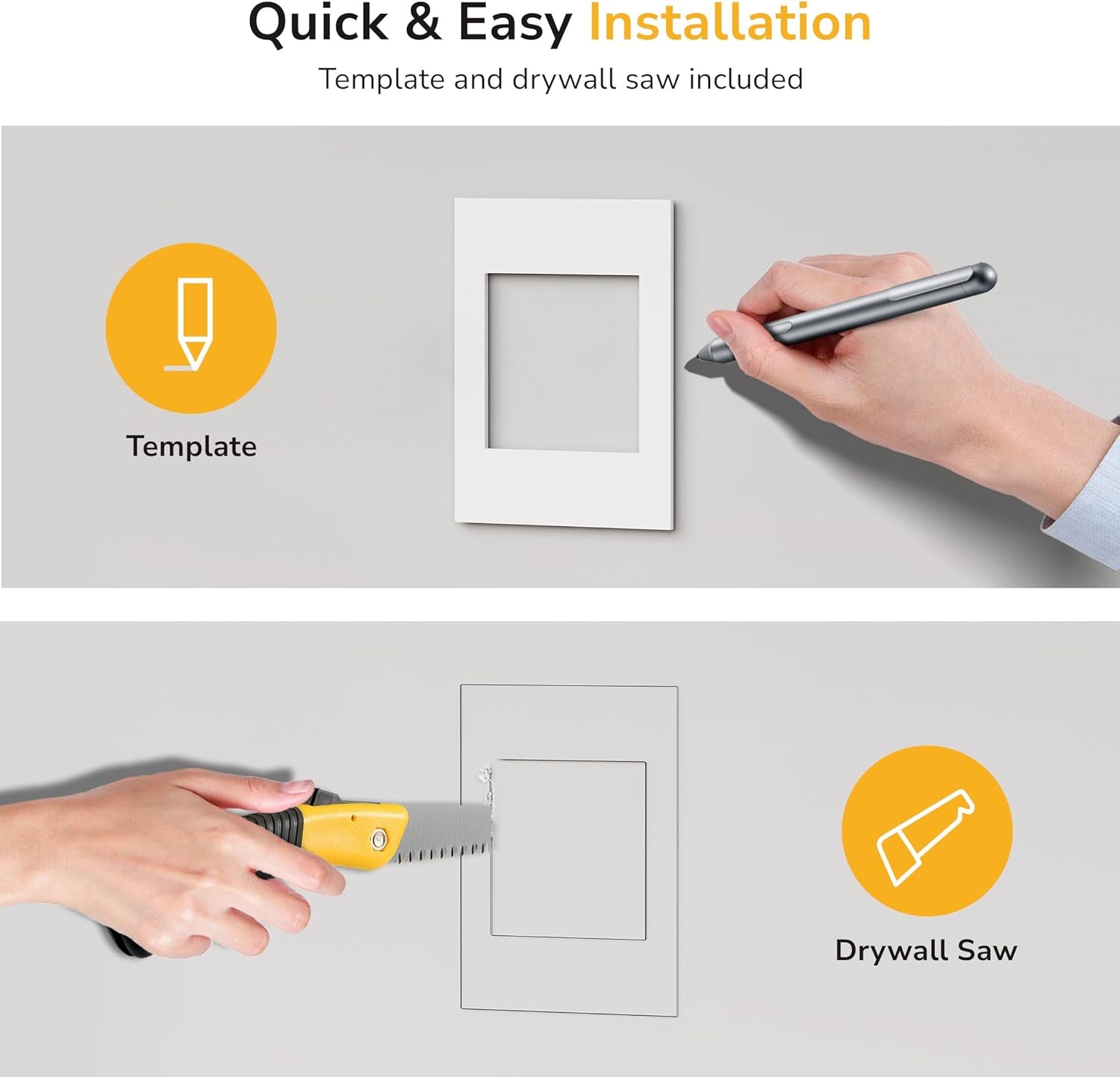 image:imageMountIt inWall TV Cable Concealer Kit with Recessed Power Triple Outlet 9ft Cord and Hand Saw Easy Safe Cable Management for Organized TV and Home Theater SetupsDual Outlet USB 5ft External 9ft InWall