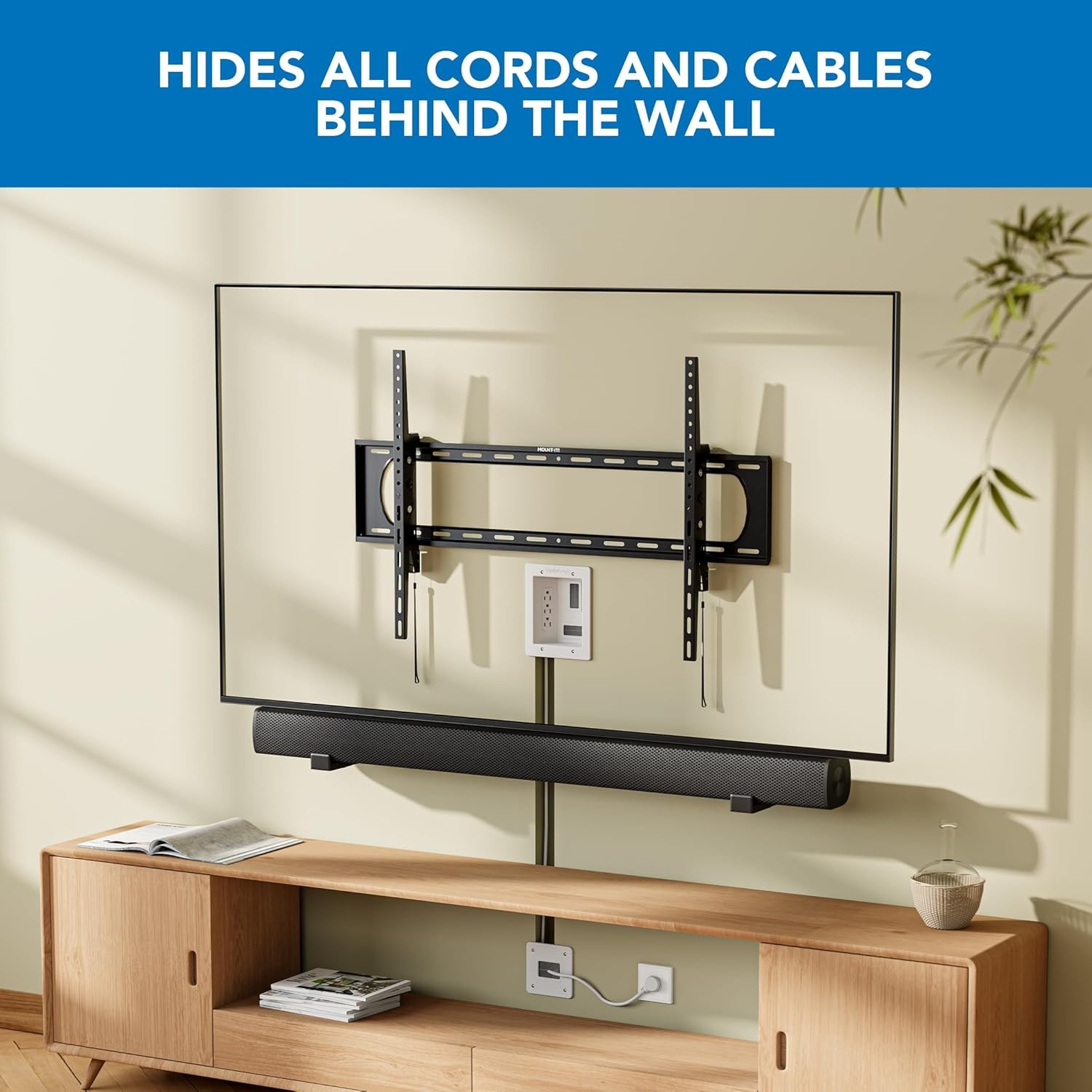 image:imageMountIt inWall TV Cable Concealer Kit with Recessed Power Triple Outlet 9ft Cord and Hand Saw Easy Safe Cable Management for Organized TV and Home Theater SetupsTriple Outlet 9ft Extension Cord