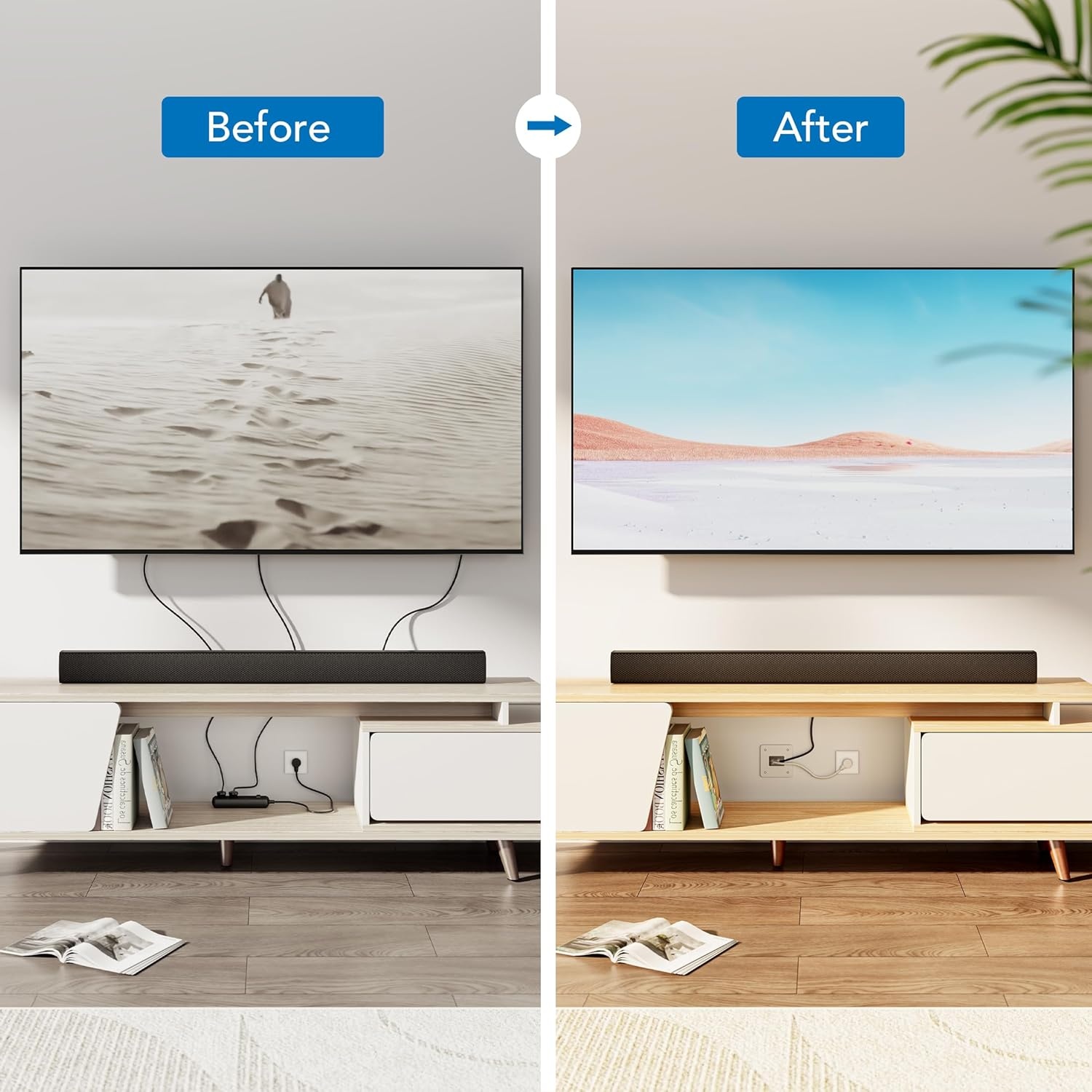 image:imageMountIt inWall TV Cable Concealer Kit with Recessed Power Triple Outlet 9ft Cord and Hand Saw Easy Safe Cable Management for Organized TV and Home Theater SetupsTriple Outlet 9ft Extension Cord