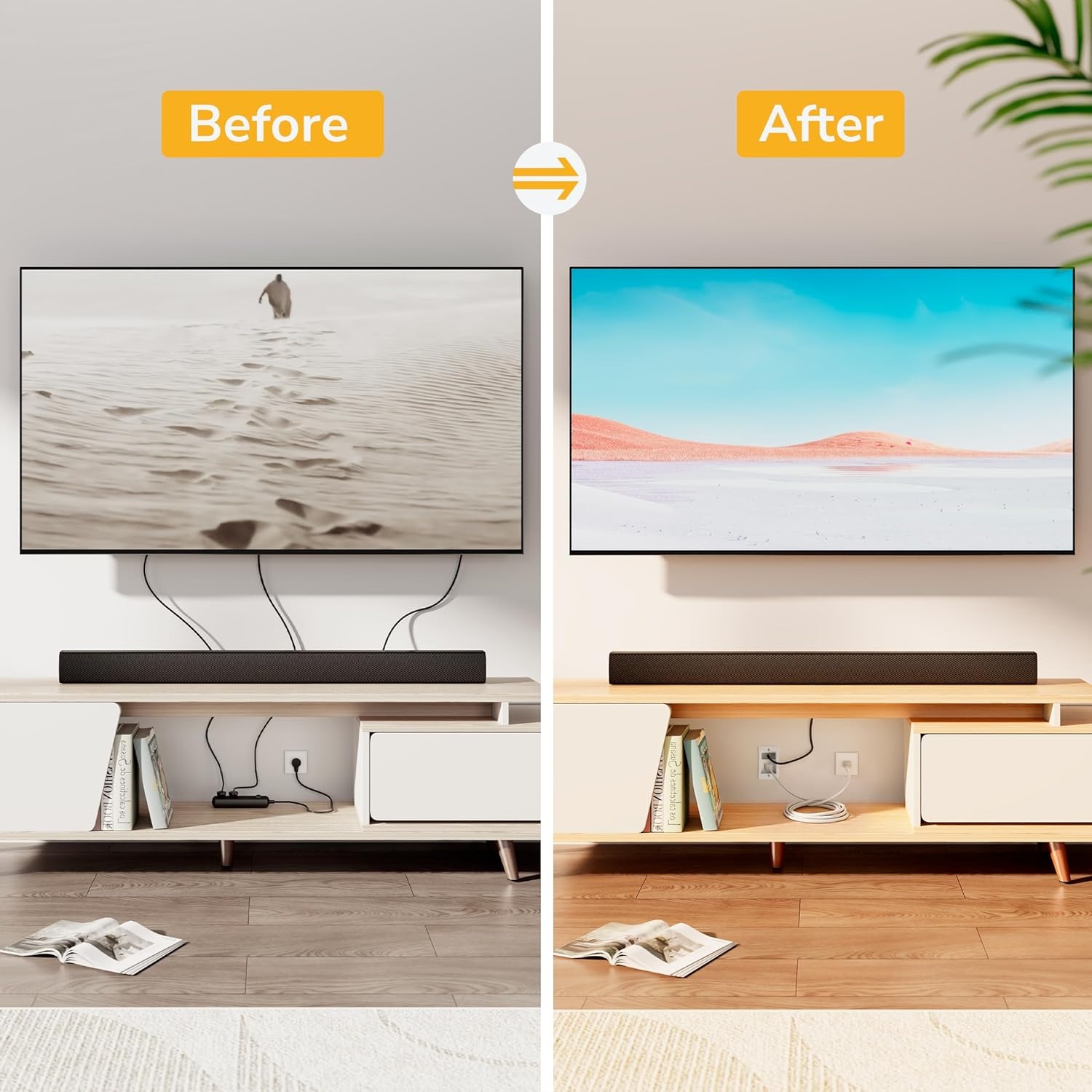 image:imageMountIt inWall TV Cable Concealer Kit with Recessed Power Triple Outlet 9ft Cord and Hand Saw Easy Safe Cable Management for Organized TV and Home Theater SetupsDual Outlet USB 5ft External 9ft InWall