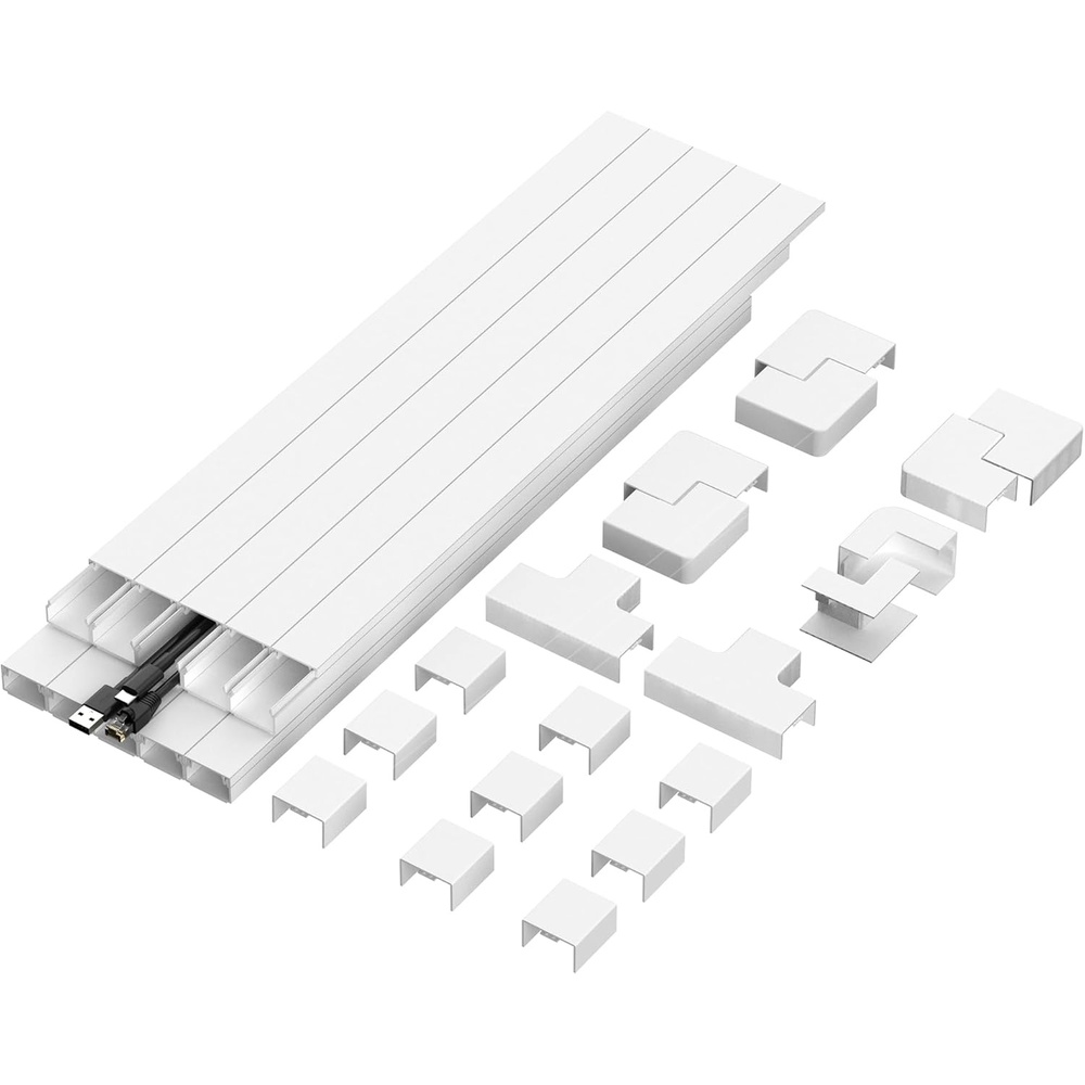 image:imageMountIt 157in Cord Hider Kit Paintable Cable Raceway for TV Cables Wires and Power Cords Wire Cover amp Cable Concealer FireRetardant Design Incl Corners amp Connectors Fits 23 Cables White