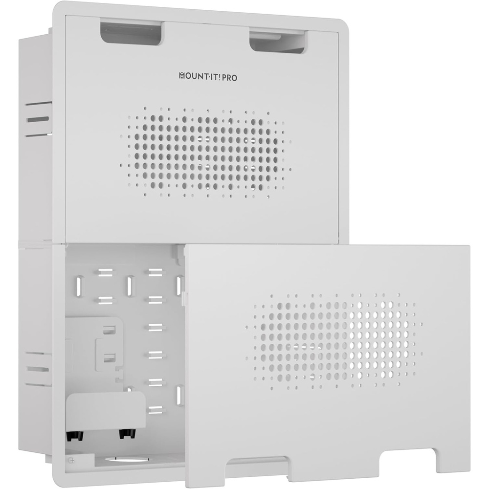 image:imageMountIt PRO 9 Recessed TV Box inWall Media Box with 2 Outlet Knockouts Ventilated Enclosure for Samsung One Connect Apple TV Roku Fire TV Stick Router WiFi Transparent Cable Management Kit17