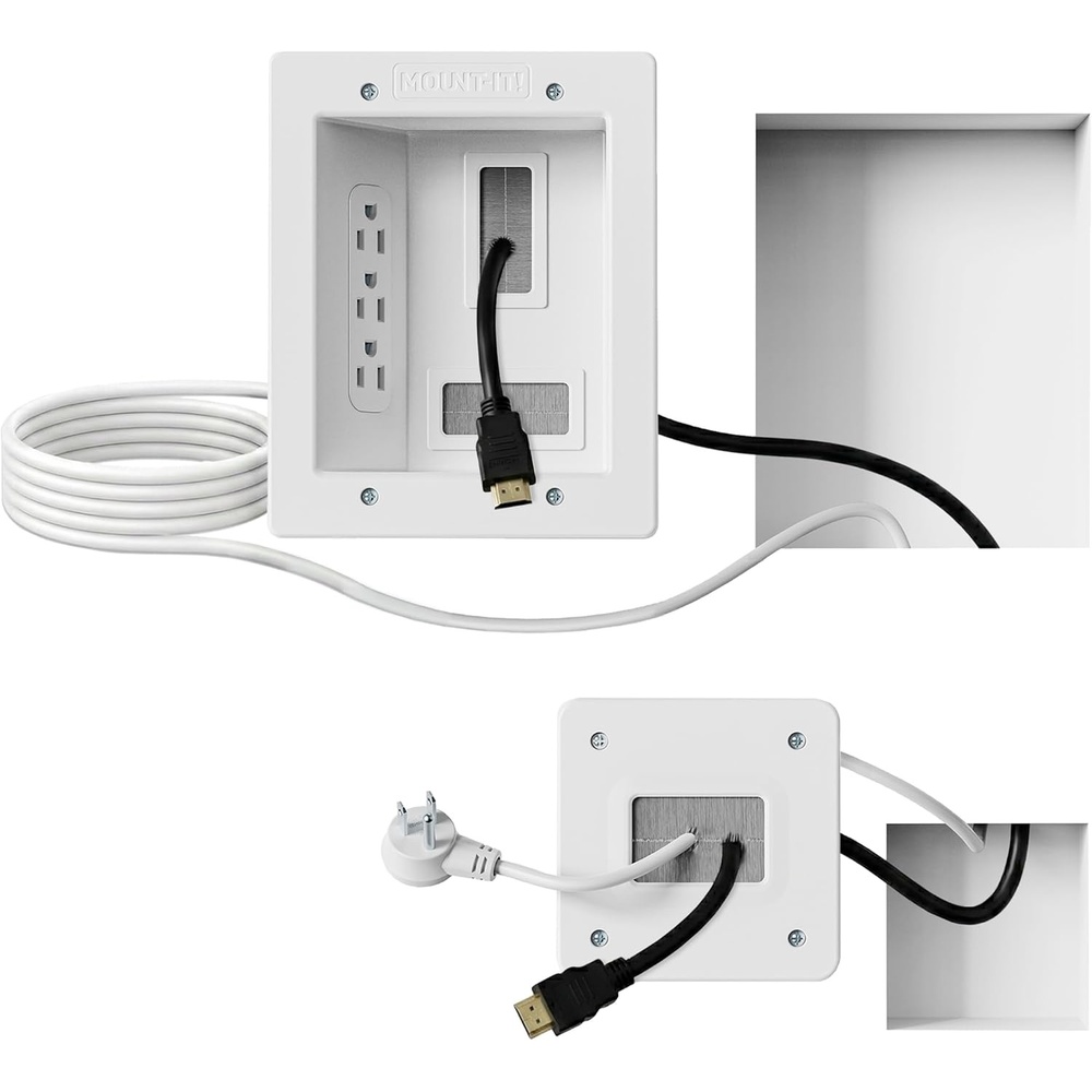 image:imageMountIt inWall TV Cable Concealer Kit with Recessed Power Triple Outlet 9ft Cord and Hand Saw Easy Safe Cable Management for Organized TV and Home Theater SetupsTriple Outlet 9ft Extension Cord