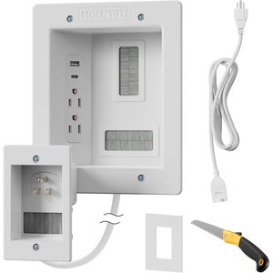 image:imageMountIt inWall TV Cable Concealer Kit with Recessed Power  Triple Outlet 9ft Cord and Hand Saw  Easy Safe Cable Management for Organized TV and Home Theater SetupsDual Outlet  USB  5ft External  9ft InWall