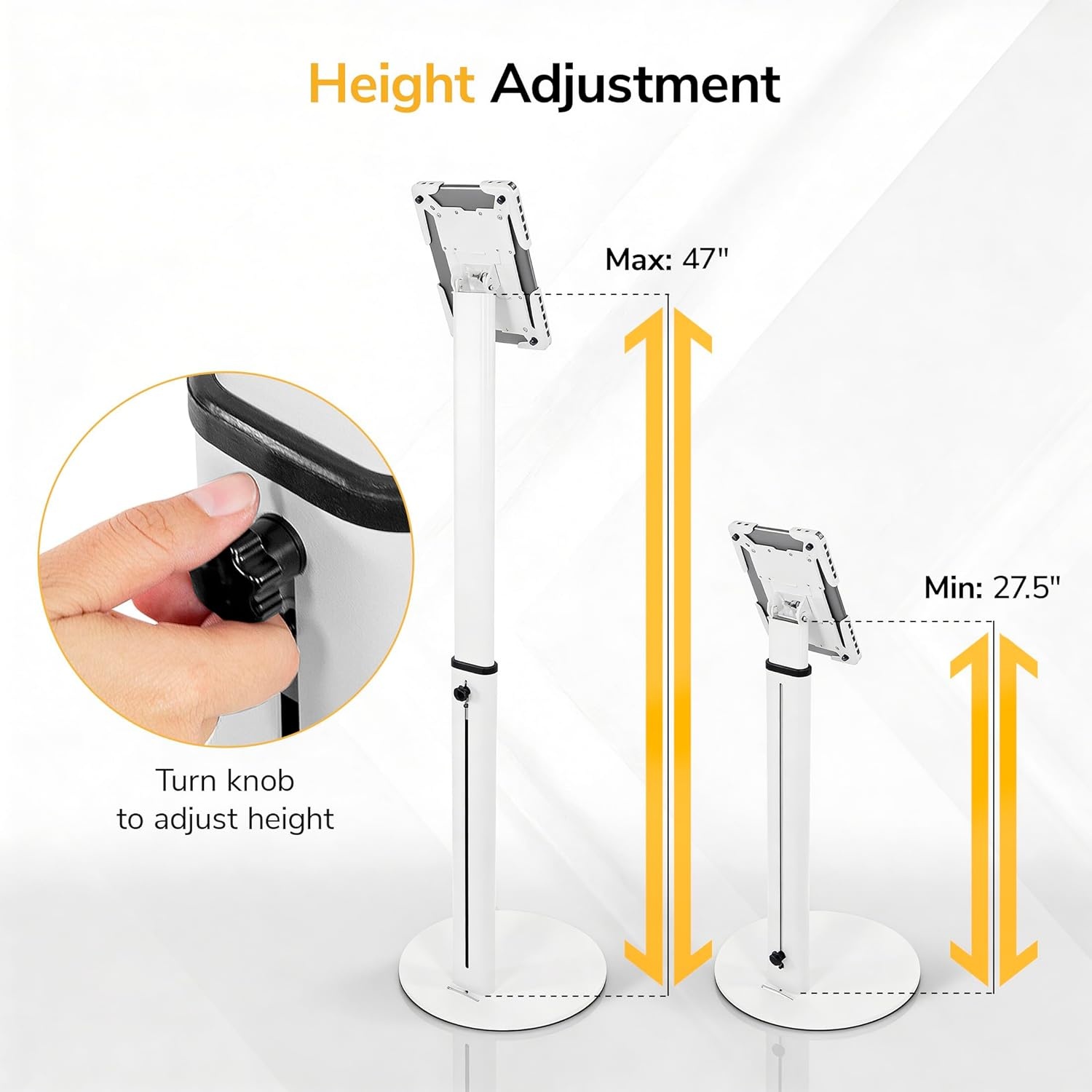 image:imageMountIt AntiTheft Universal Tablet Floor Stand Kiosk Locking Enclosure for iPad Galaxy Tab amp Surface Pro 97131 Height Adjustable 27547 Commercial Kiosk Stand BlackWhite