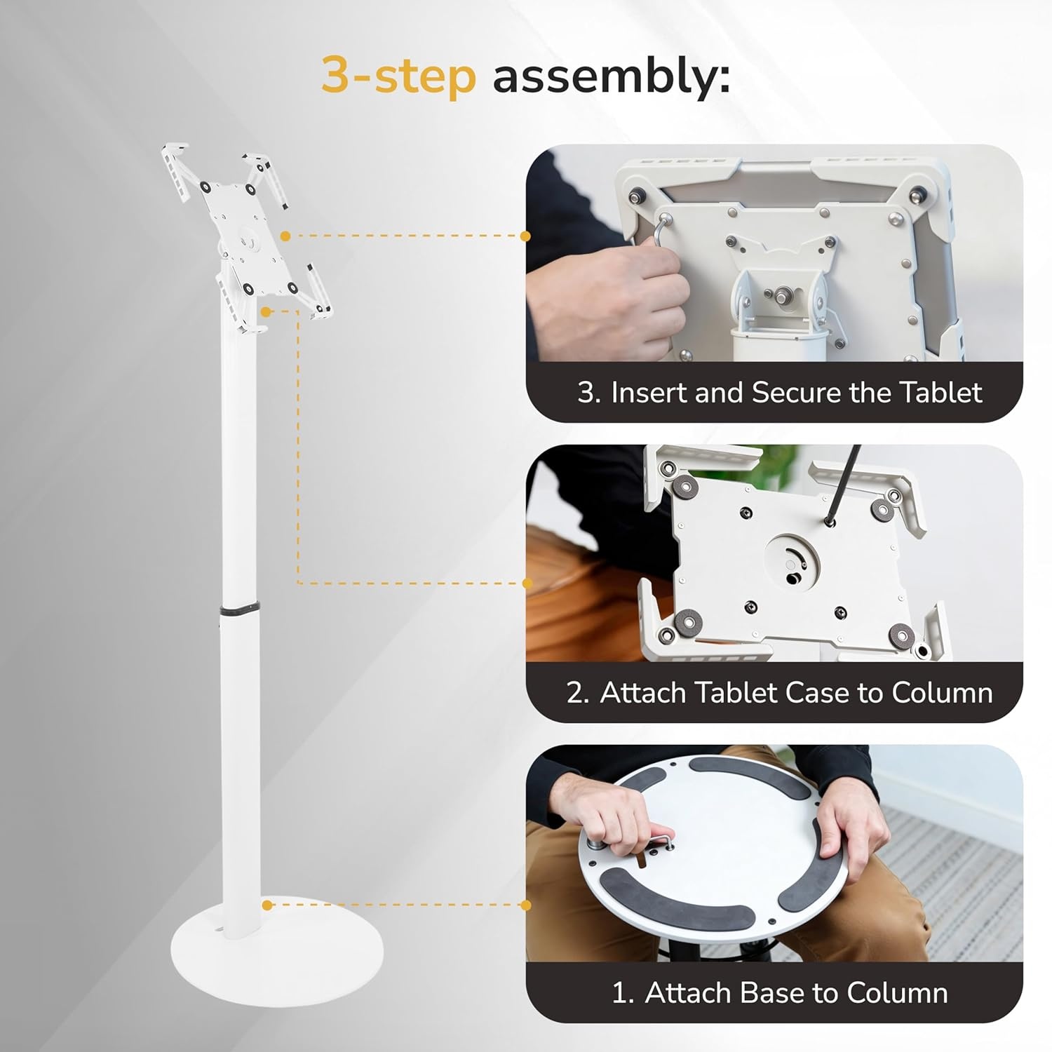 image:imageMountIt AntiTheft Universal Tablet Floor Stand Kiosk Locking Enclosure for iPad Galaxy Tab amp Surface Pro 97131 Height Adjustable 27547 Commercial Kiosk Stand BlackWhite