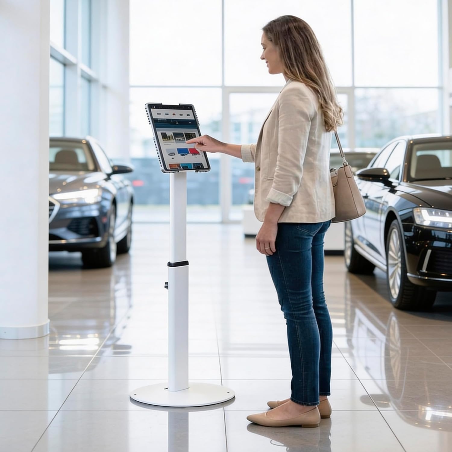 image:imageMountIt AntiTheft Universal Tablet Floor Stand Kiosk Locking Enclosure for iPad Galaxy Tab amp Surface Pro 97131 Height Adjustable 27547 Commercial Kiosk Stand BlackWhite