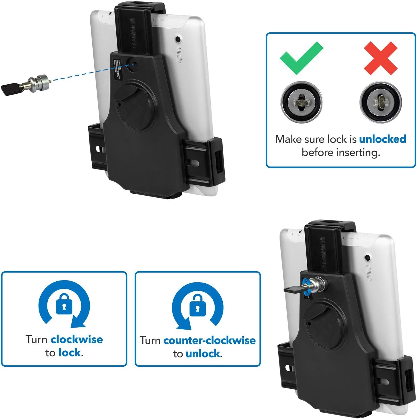 image:imageMountIt AntiTheft Universal iPad amp Samsung Tablet Floor Stand Kiosk Locking Clamp Height Adjustable 248425 360 Rotating POS Kiosk for 7911 Tablets SilverCounter Wide Base