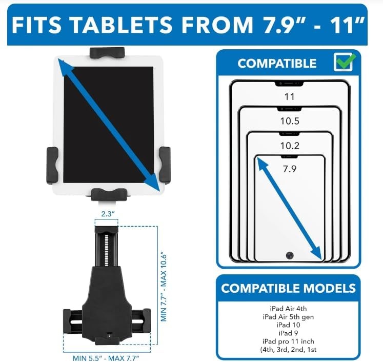 image:imageMountIt AntiTheft Universal iPad amp Samsung Tablet Floor Stand Kiosk Locking Clamp Height Adjustable 248425 360 Rotating POS Kiosk for 7911 Tablets SilverCounter Bolton Base
