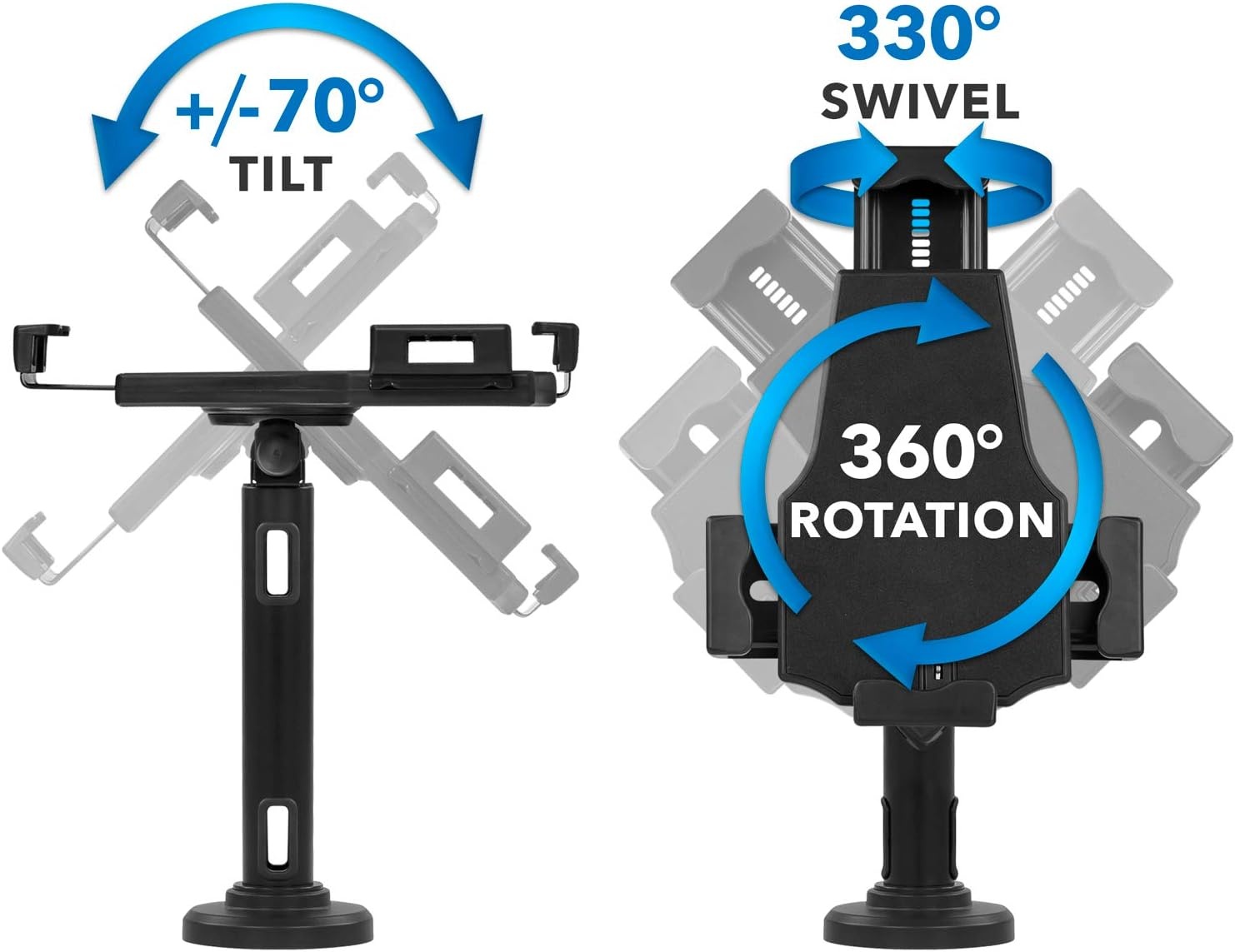 image:imageMountIt AntiTheft Universal iPad amp Samsung Tablet Floor Stand Kiosk Locking Clamp Height Adjustable 248425 360 Rotating POS Kiosk for 7911 Tablets SilverCounter Bolton Base