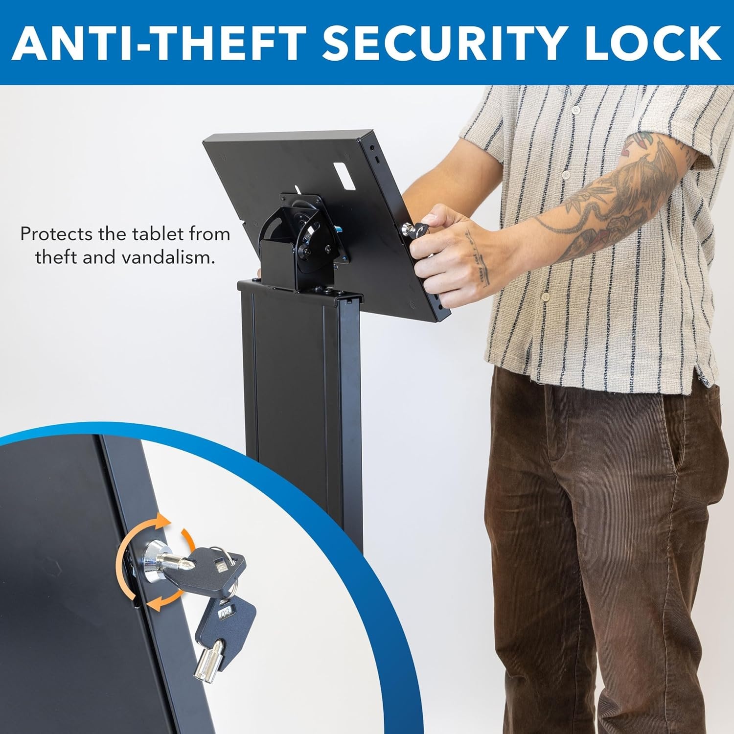 image:imageMountIt AntiTheft iPad Floor Stand Kiosk Locking Tablet Floor Stand for iPad Gen 711 amp A16 Air amp Pro 10211 Commercial Kiosk for Retail Lobby amp Trade Show BlackBlack