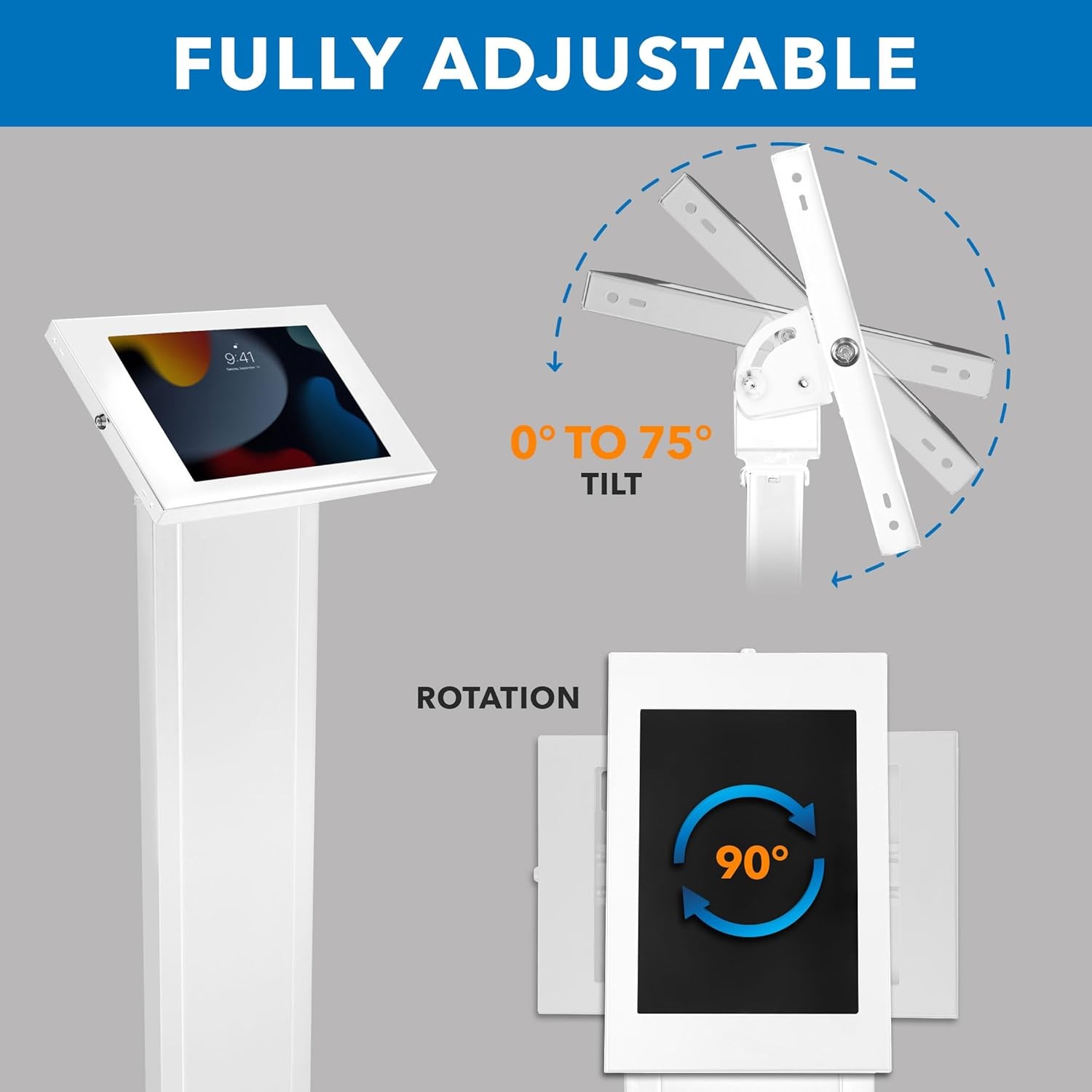 image:imageMountIt AntiTheft iPad Floor Stand Kiosk Locking Tablet Floor Stand for iPad Gen 711 amp A16 Air amp Pro 10211 Commercial Kiosk for Retail Lobby amp Trade Show BlackWhite