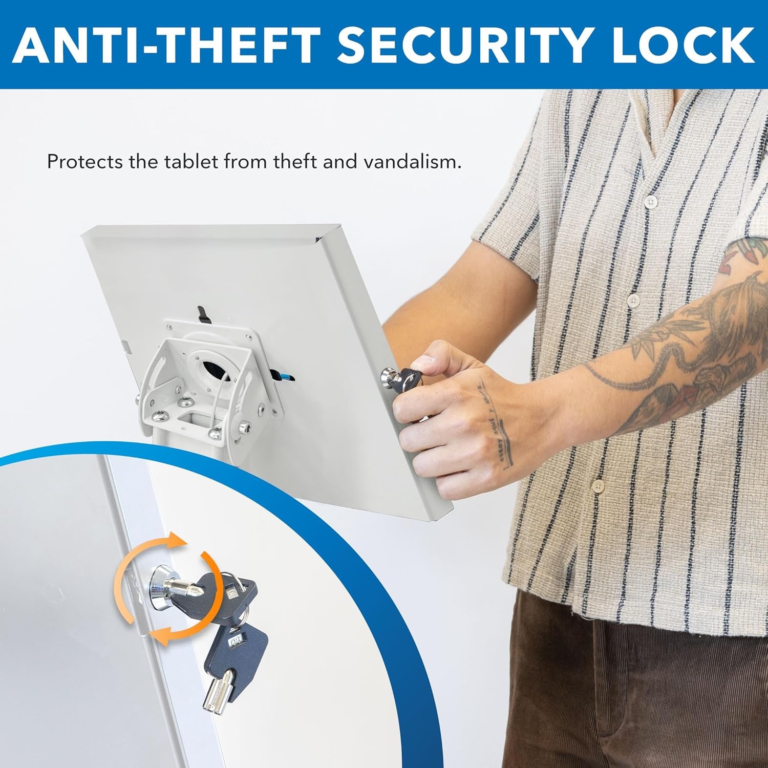 image:imageMountIt AntiTheft iPad Tablet Floor Stand Kiosk with Literature Holder Lockable Enclosure for iPad Gen 711 Pro amp Air A16 90 Rotation amp 75 Tilt Commercial Kiosk Stand Bolt Down Base BlackWhite