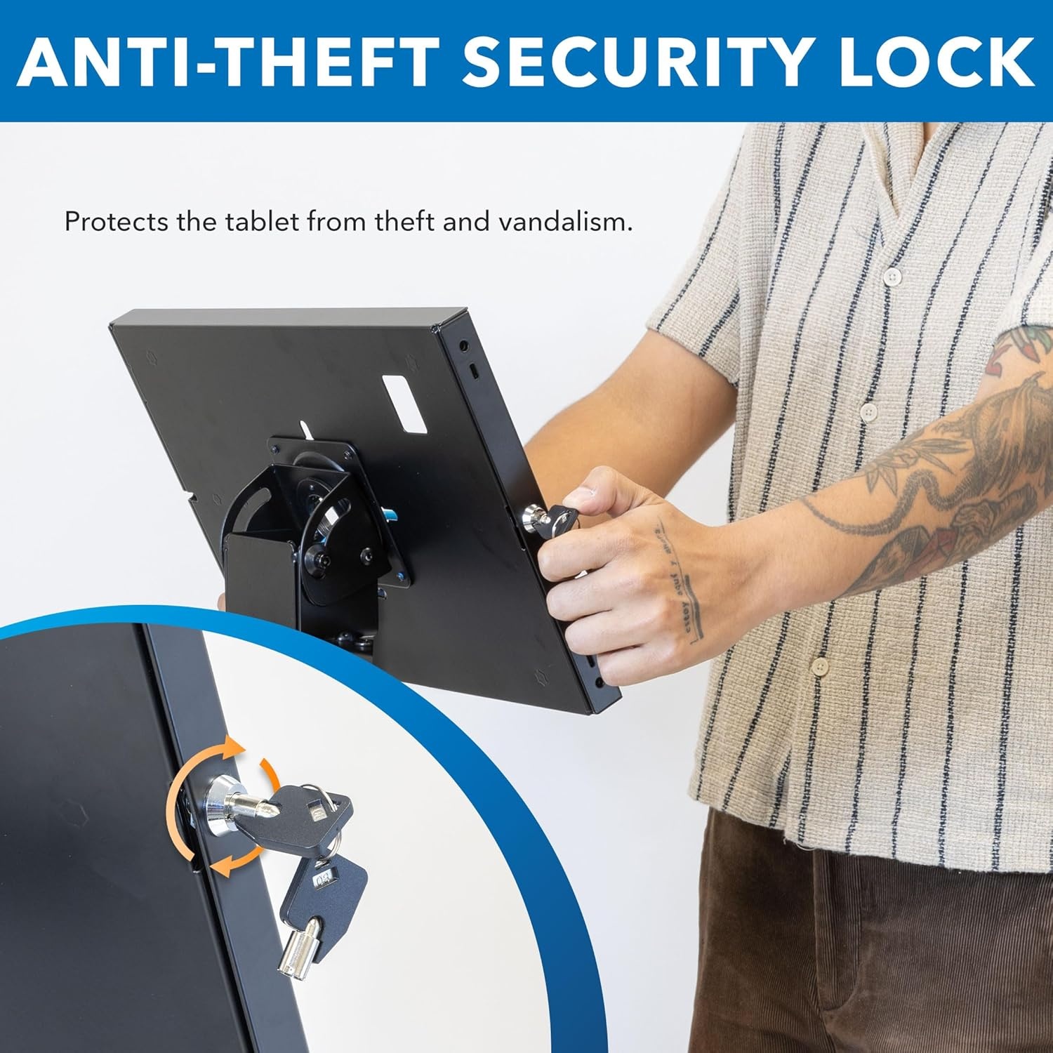 image:imageMountIt AntiTheft iPad Tablet Floor Stand Kiosk with Literature Holder Lockable Enclosure for iPad Gen 711 Pro amp Air A16 90 Rotation amp 75 Tilt Commercial Kiosk Stand Bolt Down Base BlackBlack