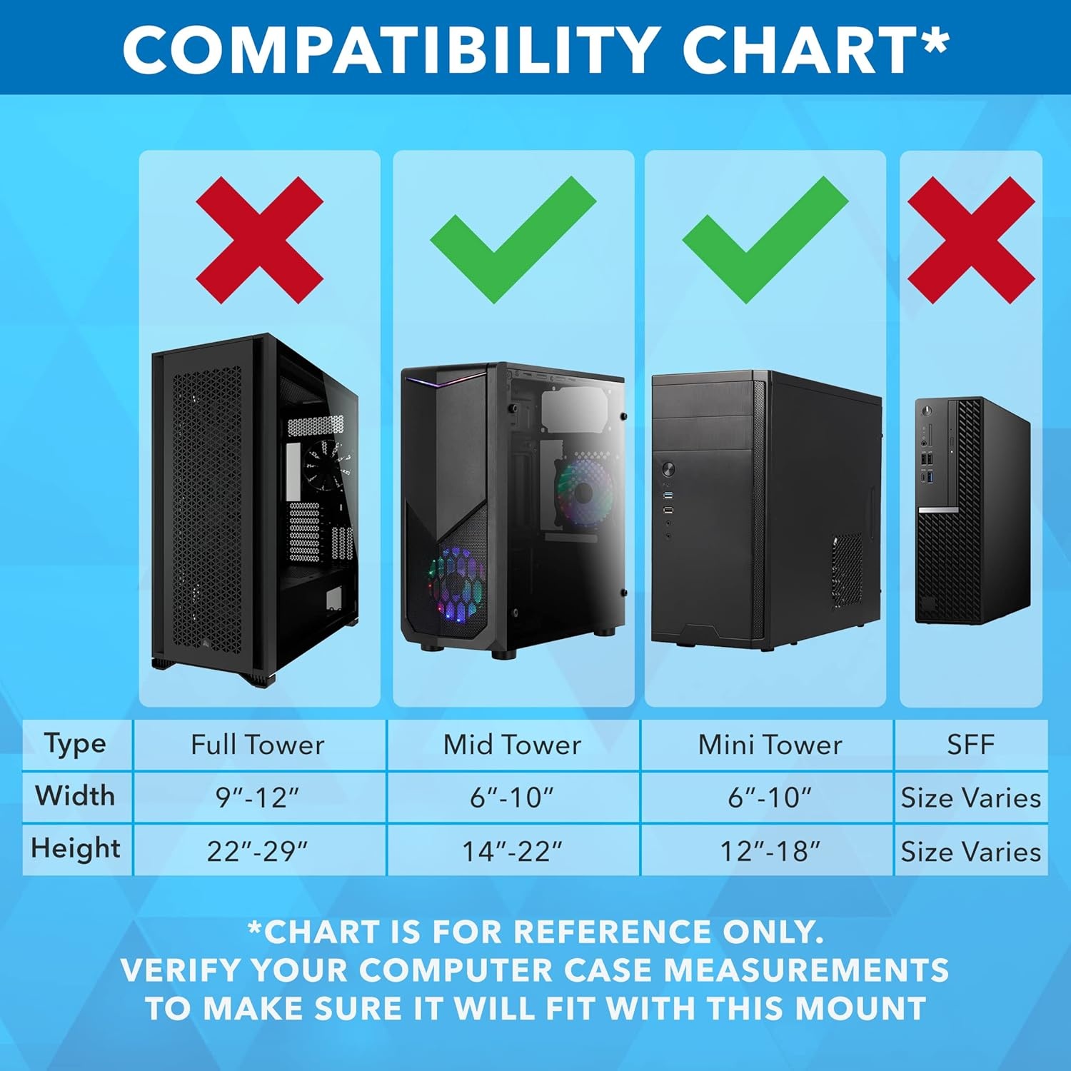 image:imageMountIt CPU Under Desk Mount Bracket Computer Tower Wall and Under Counter Holder 360 Degree Swivel Adjustable Height and Width WallMountablesmall large