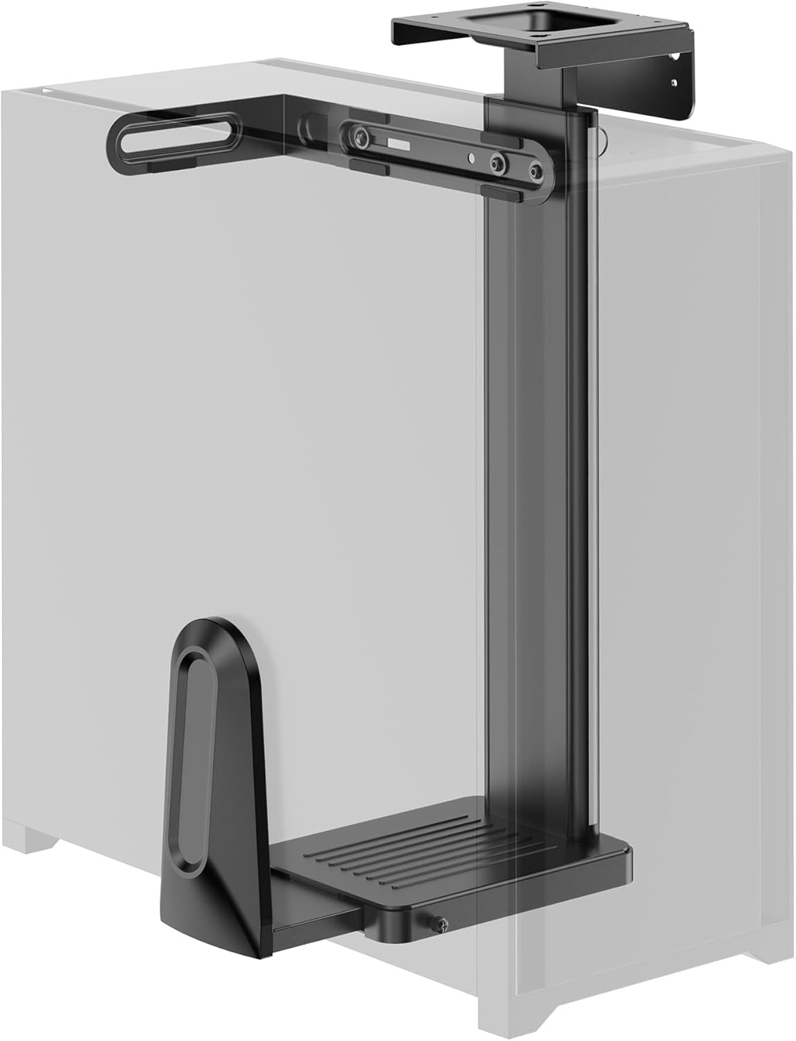 image:imageMountIt CPU Under Desk Mount Bracket Height Adjustable Heavy Duty Computer Tower Wall Mount 44 lbs Weight Capacity Adjustable Width Computer Case Holder Installation Under Desk or On Wall Black