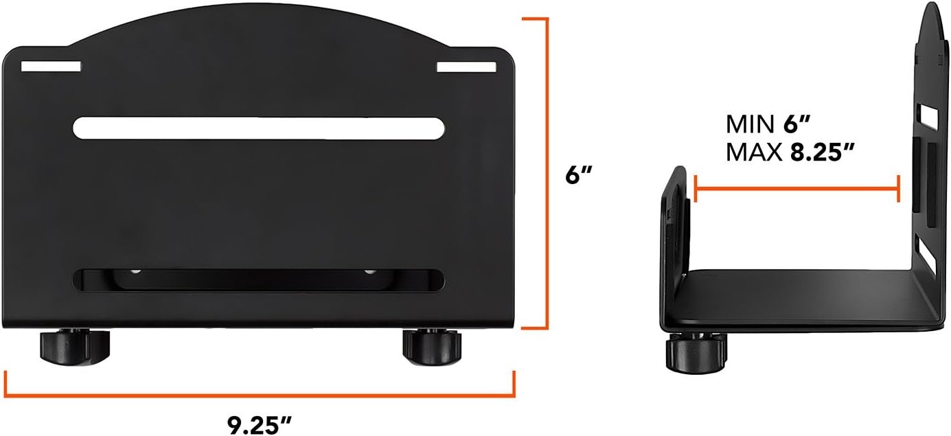 image:imageMountIt CPU Wall Mount Bracket Desktop Computer Tower Holder with Safety Straps Heavy Duty Size Adjustable CPU Holder Steel Black 22 Lbs Capacity Saves Floor and Desk Spacewall mount Pack of 2