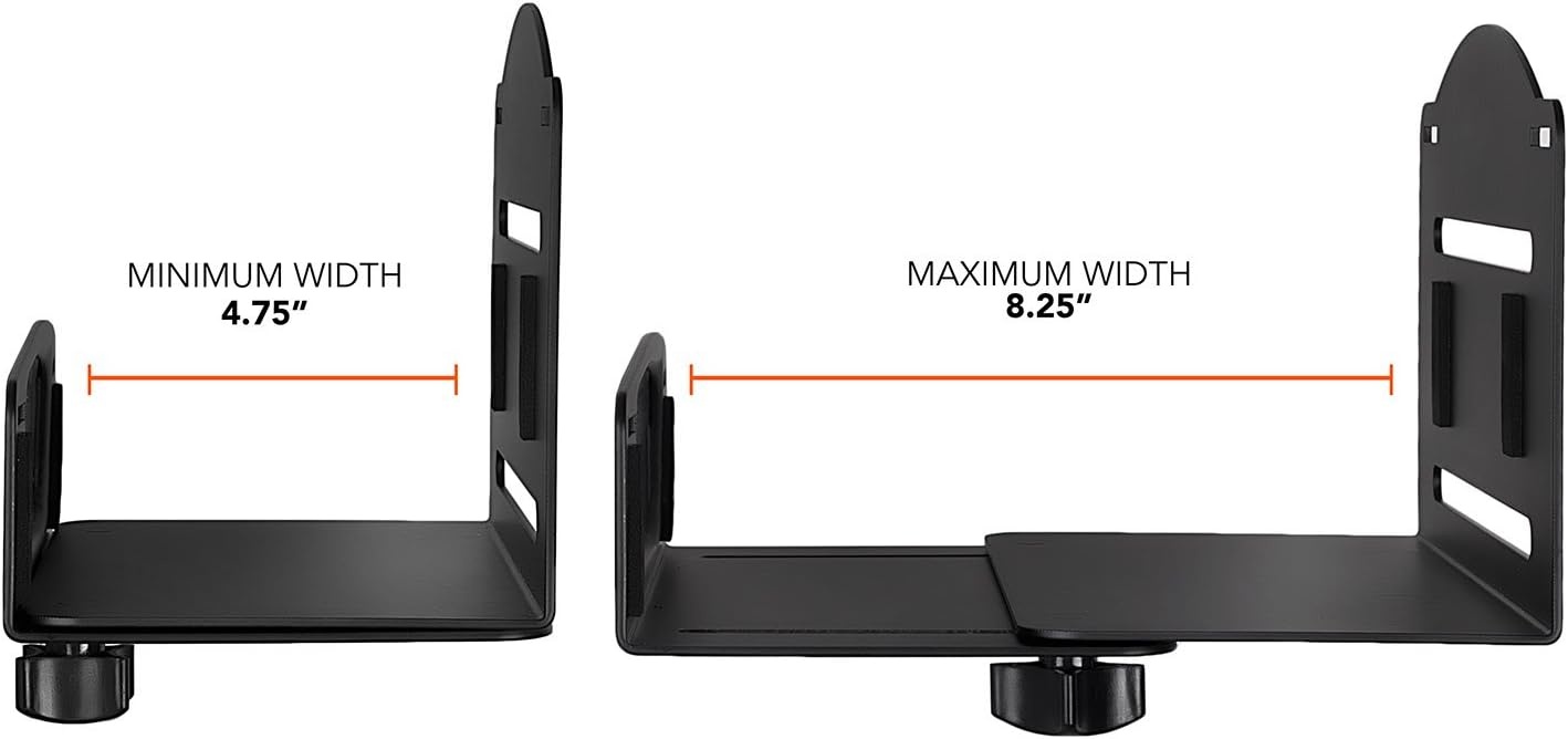 image:imageMountIt CPU Wall Mount Bracket Desktop Computer Tower Holder with Safety Straps Heavy Duty Size Adjustable CPU Holder Steel Black 22 Lbs Capacity Saves Floor and Desk Spacewall mount Pack of 2
