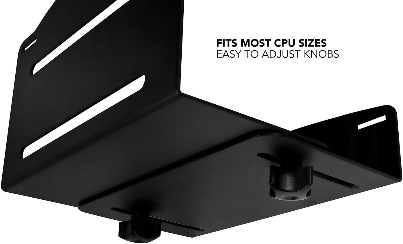 image:imageMountIt CPU Wall Mount Bracket Desktop Computer Tower Holder with Safety Straps Heavy Duty Size Adjustable CPU Holder Steel Black 22 Lbs Capacity Saves Floor and Desk Spacewall mount Pack of 2