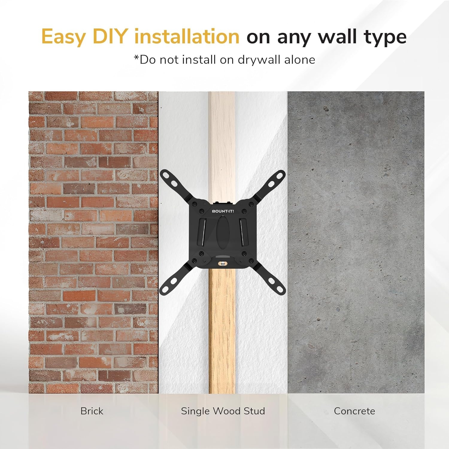 image:imageMountIt Fixed TV Wall Mount Ultra Low Profile 094 Fits 1350 TVs amp Monitors up to 66 lbs VESA 75x75200x200 Flush Mount Single Stud Small Flat TV Wall Bracket for Bedroom amp Office24 50 Screens