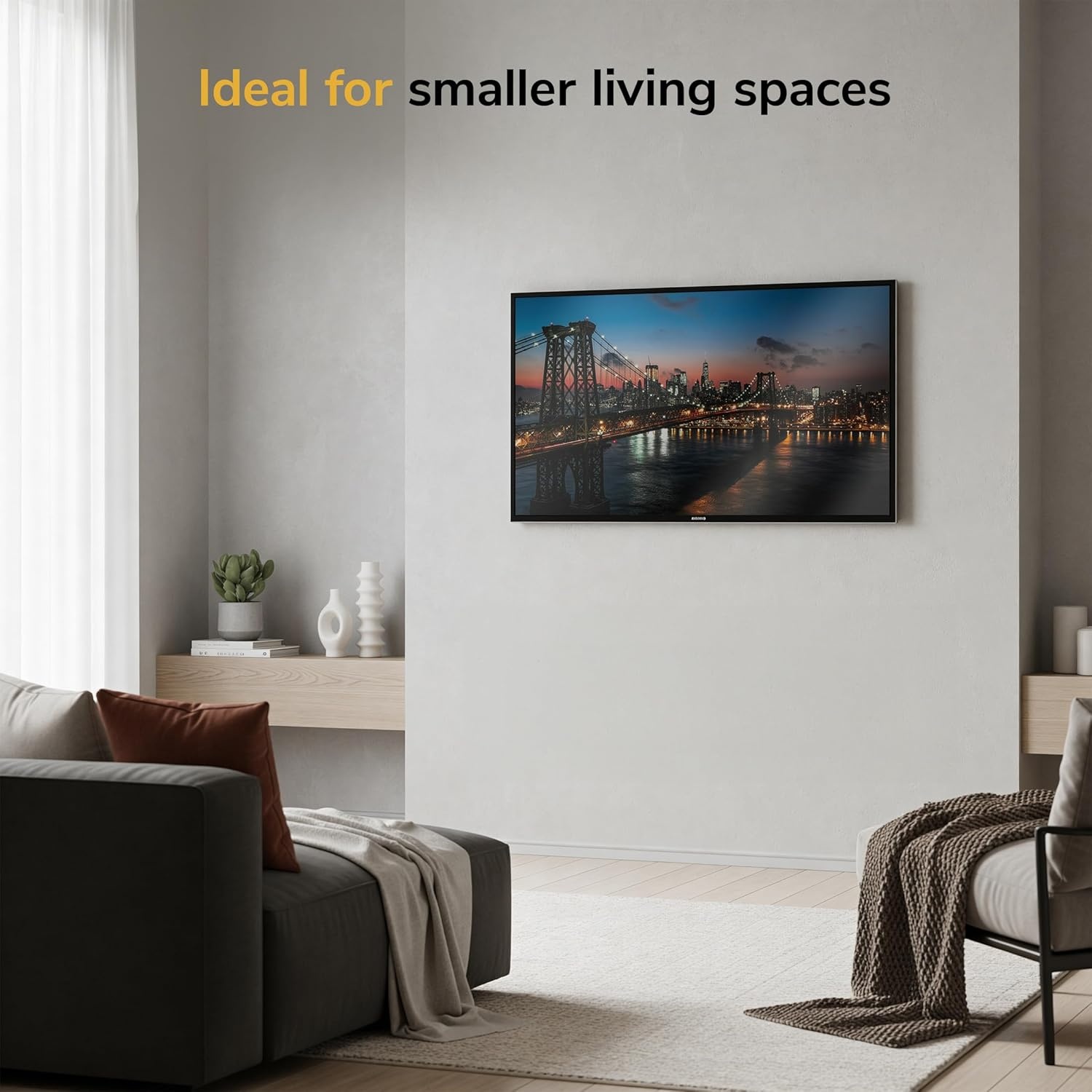 image:imageMountIt Fixed TV Wall Mount Ultra Low Profile 094 Fits 1350 TVs amp Monitors up to 66 lbs VESA 75x75200x200 Flush Mount Single Stud Small Flat TV Wall Bracket for Bedroom amp Office24 50 Screens
