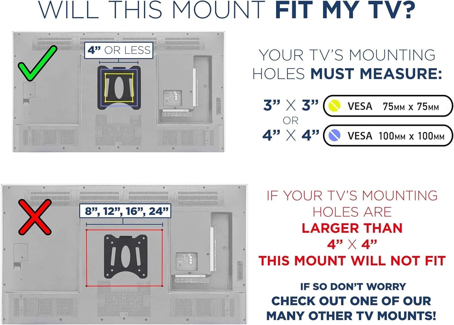 image:imageMountIt Fixed TV Wall Mount Ultra Low Profile 094 Fits 1350 TVs amp Monitors up to 66 lbs VESA 75x75200x200 Flush Mount Single Stud Small Flat TV Wall Bracket for Bedroom amp Office13 32 Screens