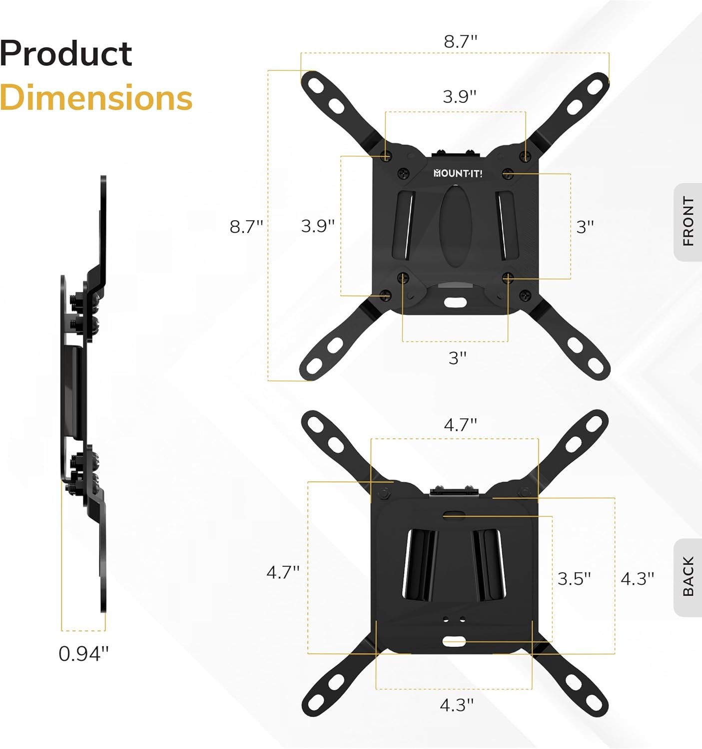 image:imageMountIt Fixed TV Wall Mount Ultra Low Profile 094 Fits 1350 TVs amp Monitors up to 66 lbs VESA 75x75200x200 Flush Mount Single Stud Small Flat TV Wall Bracket for Bedroom amp Office24 50 Screens