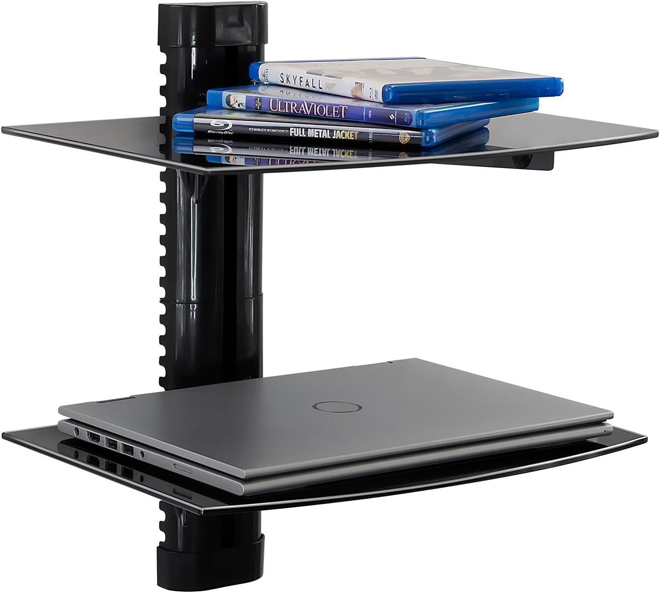 image:imageMountIt Floating TV Shelf Wall Mounted Shelf for Receiver Cable Box PlayStation Xbox DVD Player Projector and AV Components 176 Lbs Capacity 1 Shelf Tinted Tempered Glass Black2shelf