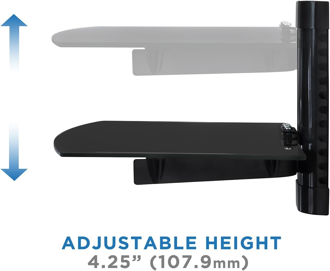 image:imageMountIt Floating TV Shelf Wall Mounted Shelf for Receiver Cable Box PlayStation Xbox DVD Player Projector and AV Components 176 Lbs Capacity 1 Shelf Tinted Tempered Glass Black1shelf