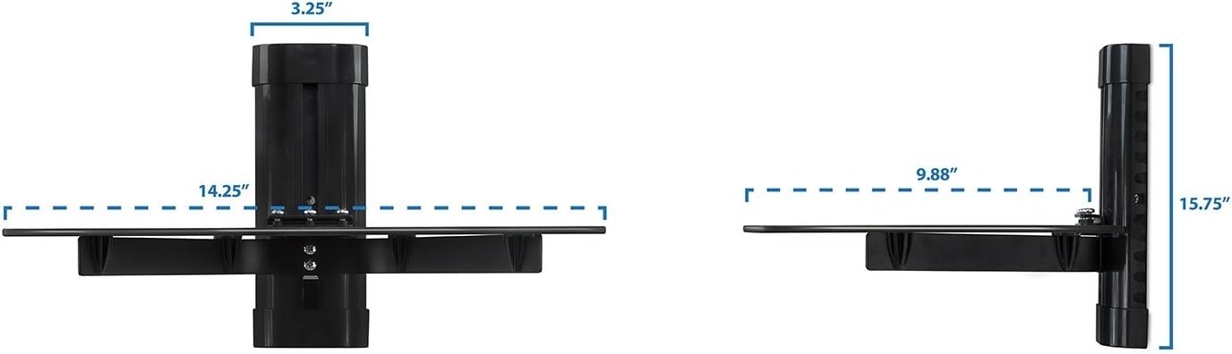 image:imageMountIt Floating TV Shelf Wall Mounted Shelf for Receiver Cable Box PlayStation Xbox DVD Player Projector and AV Components 176 Lbs Capacity 1 Shelf Tinted Tempered Glass Black1shelf