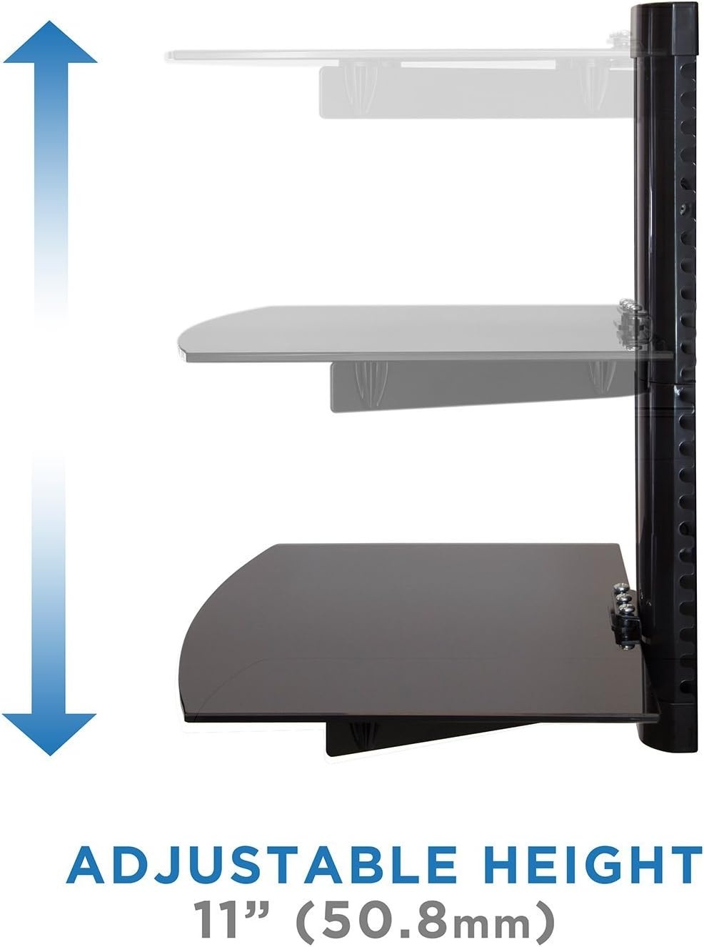 image:imageMountIt Floating TV Shelf Wall Mounted Shelf for Receiver Cable Box PlayStation Xbox DVD Player Projector and AV Components 176 Lbs Capacity 1 Shelf Tinted Tempered Glass Black2shelf