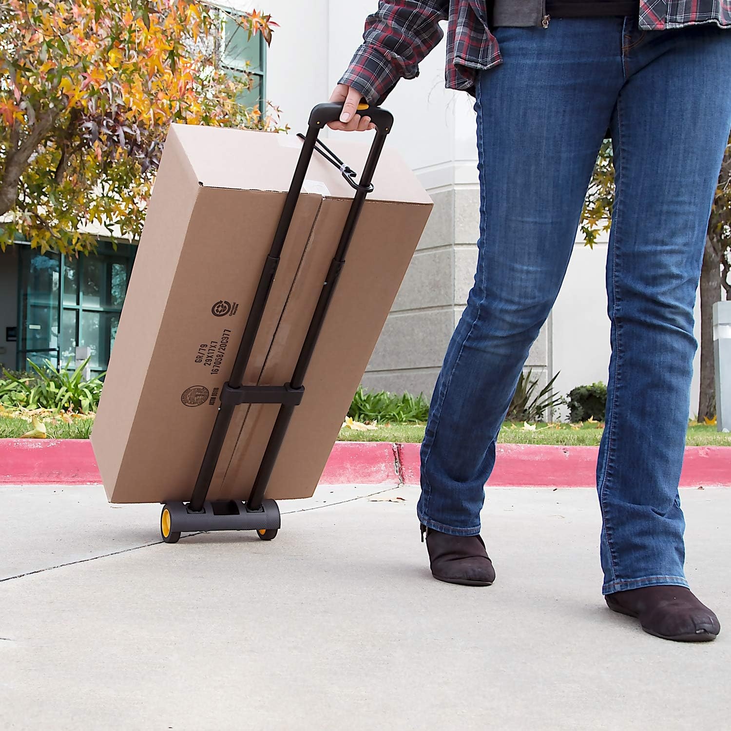 image:imageMountIt Folding Luggage Cart with Wheels Foldable Hand Truck Dolly Carries 77 lbs 4 lbs Lightweight Fits CarryOn Telescoping Handle Bungee CordMedium