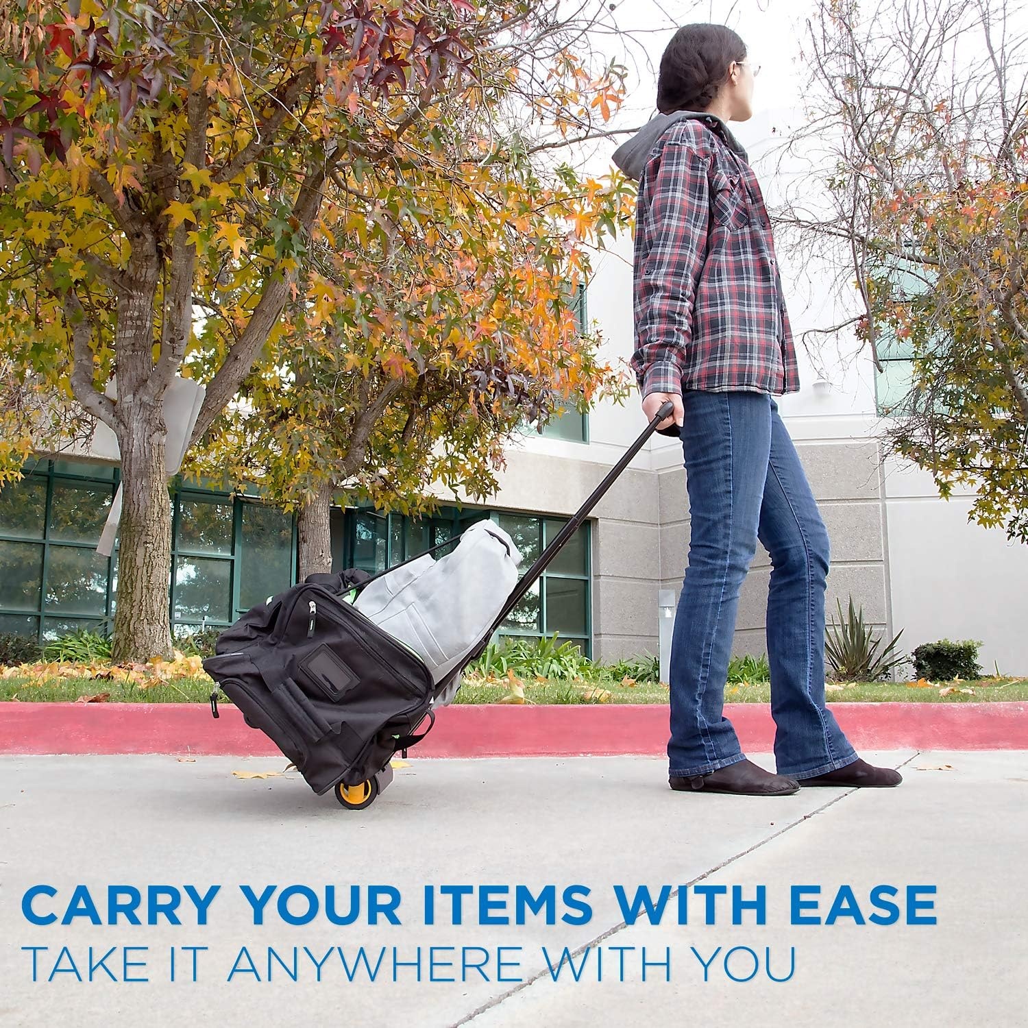 image:imageMountIt Folding Luggage Cart with Wheels Foldable Hand Truck Dolly Carries 77 lbs 4 lbs Lightweight Fits CarryOn Telescoping Handle Bungee CordMedium