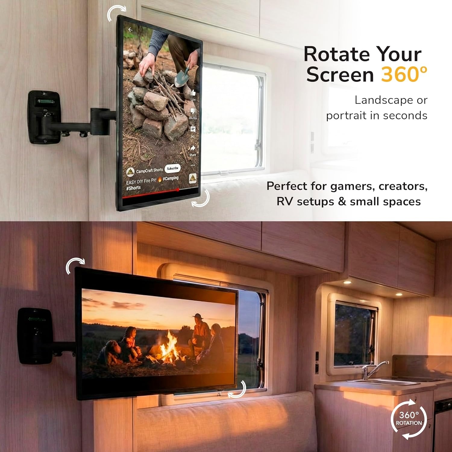 image:imageMountIt Full Motion TV Wall Mount Bracket for 1342 Screens 18 Articulating Arm Quick Release Plate Tilt Swivel Rotate AntiTheft Lock Single Stud Install Supports 44 lbs VESA 75200