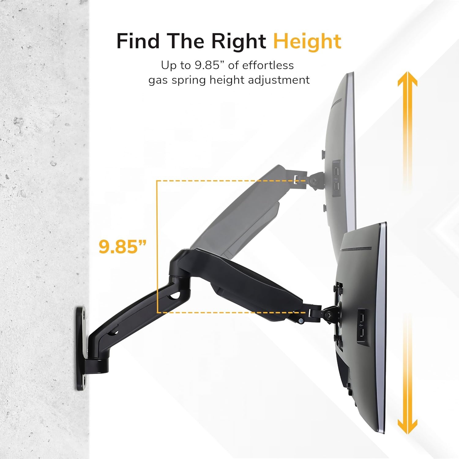 image:imageMountIt Monitor Wall Mount Arm FullMotion Gas Spring Fits 1332 Screens up to 143 lbs VESA 75x75 amp 100x100 Tilt Swivel Rotate SingleStud Wall Mounted Computer Monitor Arm RV Compatible