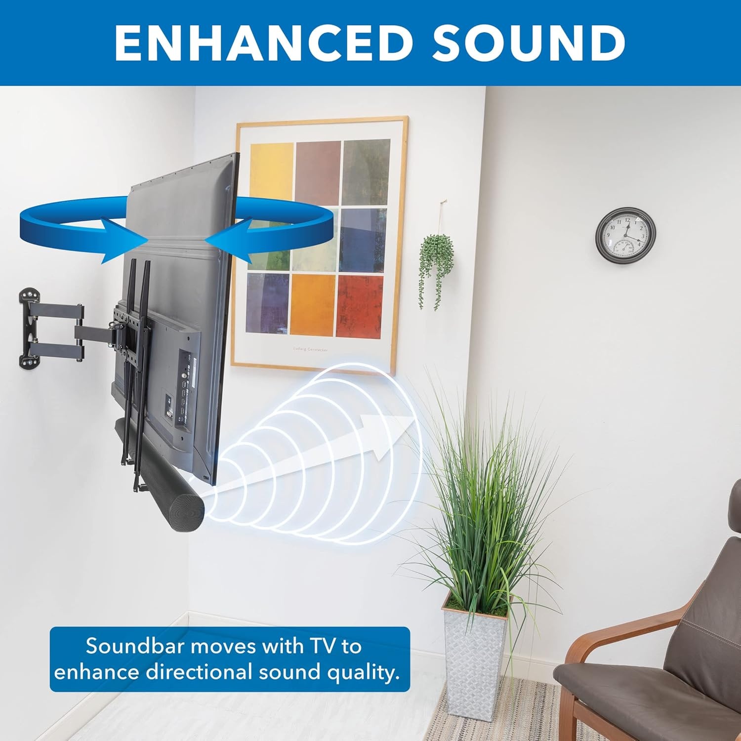 image:imageMountIt Soundbar Mount for TV and Wall Mounting 2in1 Soundbar Bracket for Back of TV or Wall Mount Installation Universal Base Fits All Soundbars