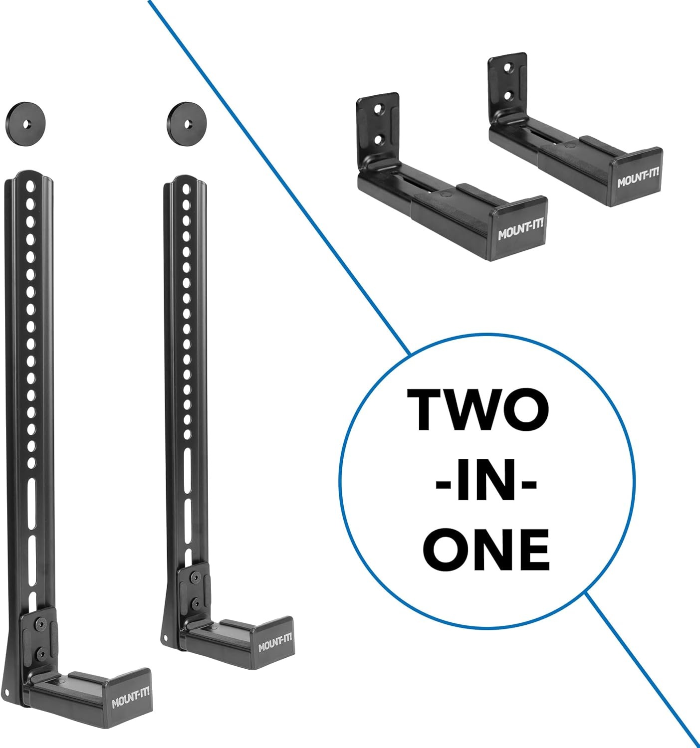 image:imageMountIt Soundbar Mount for TV and Wall Mounting 2in1 Soundbar Bracket for Back of TV or Wall Mount Installation Universal Base Fits All Soundbars