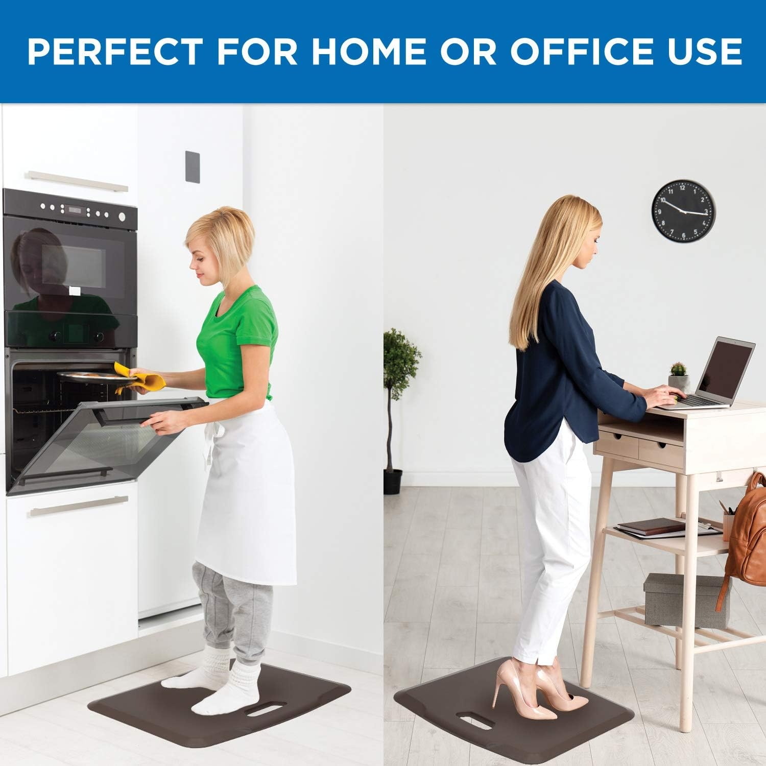 image:imageMountIt Standing Desk Floor Mat Red Standing Comfort Mat for Standing Desk Home Office Kitchen Garage AntiSlip Washable Surface 18x22 Rubberized Gel FoamBrown